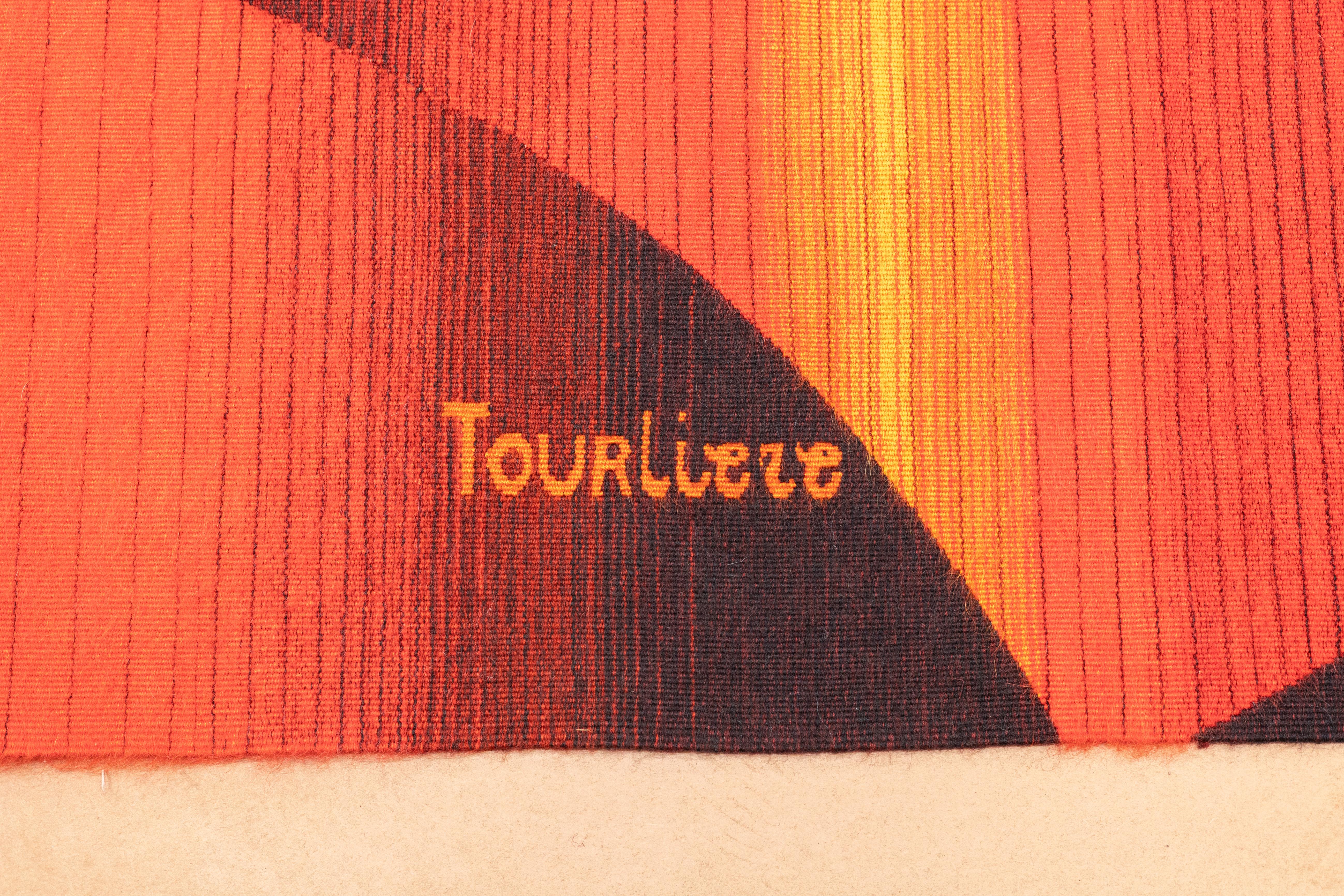 Wool Fine mid century French designer wool  tapestry 4'10