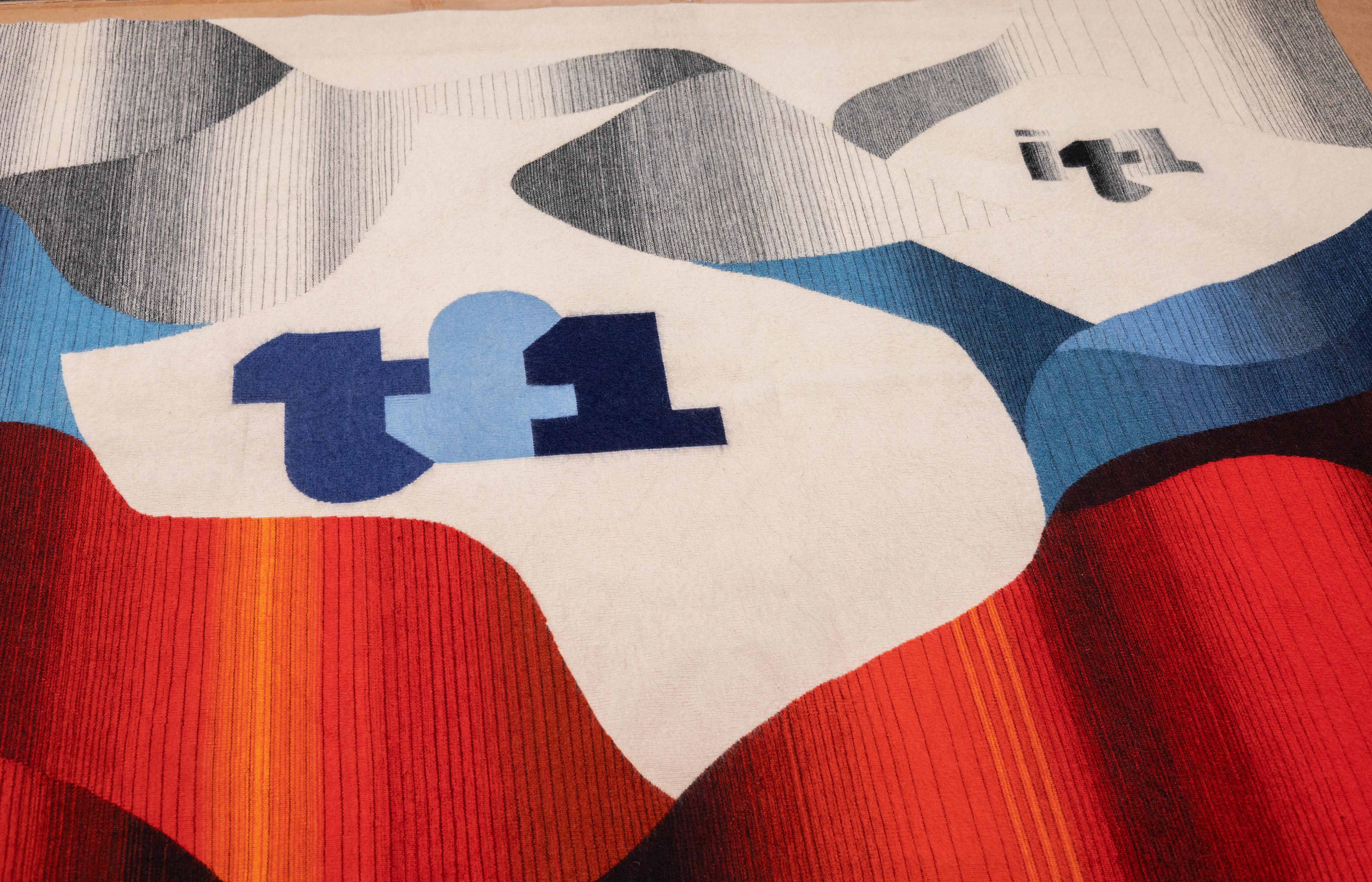 Fine mid century French designer wool  tapestry 4'10