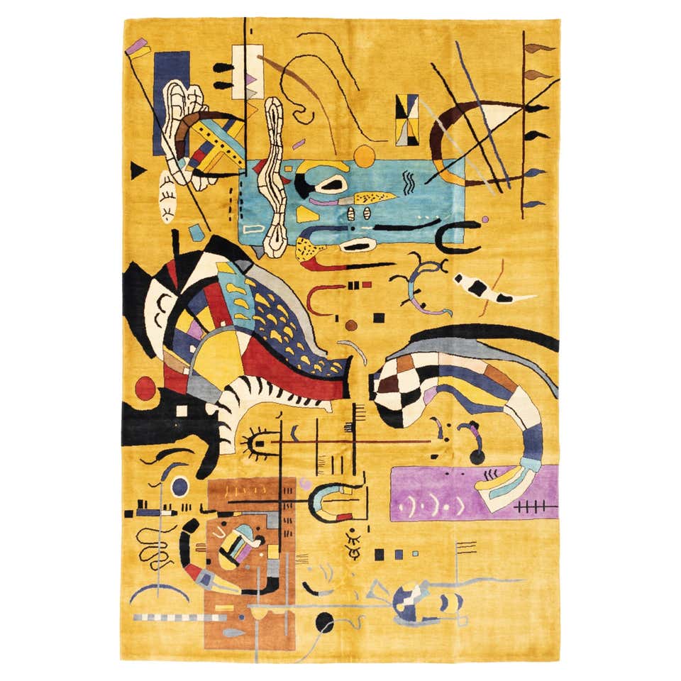 Fine French Wool Rug After Basquiat 6'8