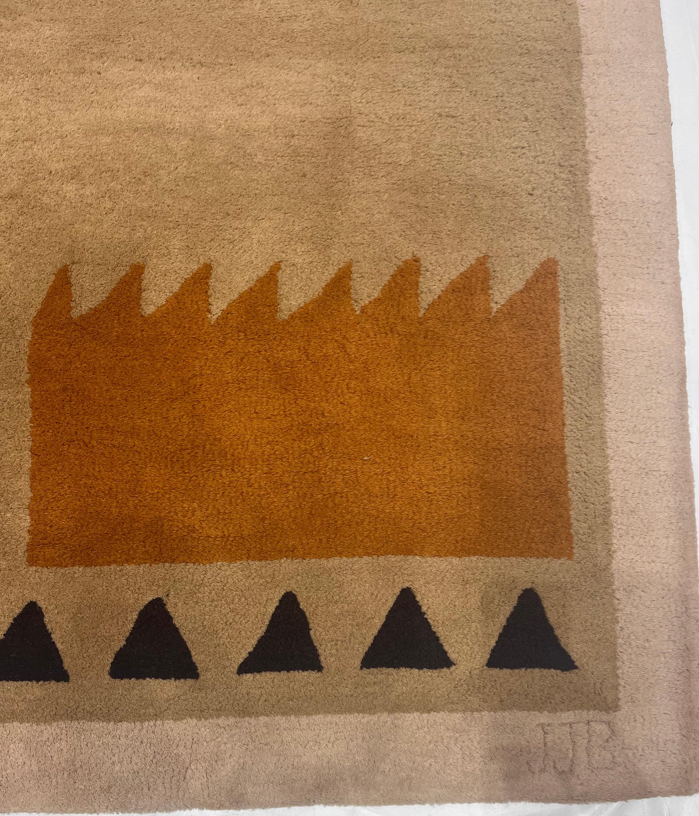 Wool Fine Mid Century French Rug Da Silva Design  5'11'' x 8'6'' For Sale