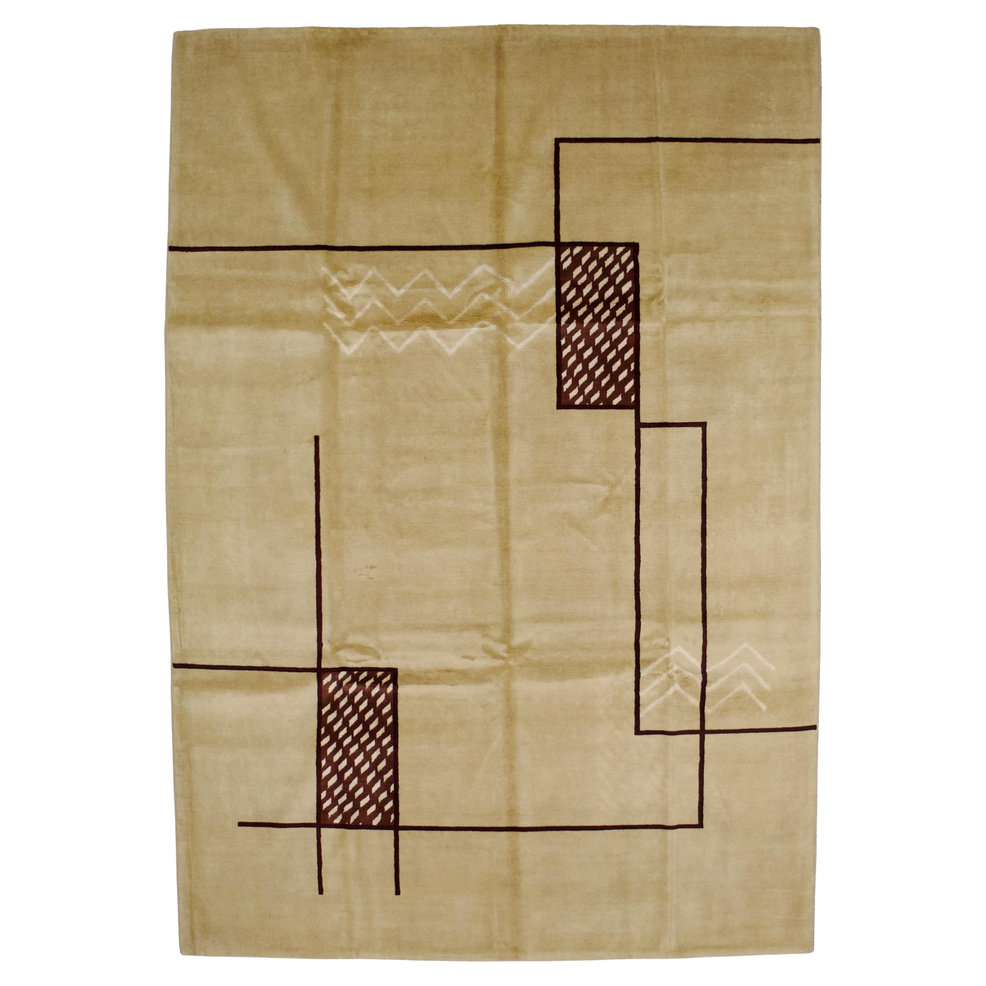 Fine Mid Century French Rug Dasilvia Design 6'3" x 9’1” For Sale