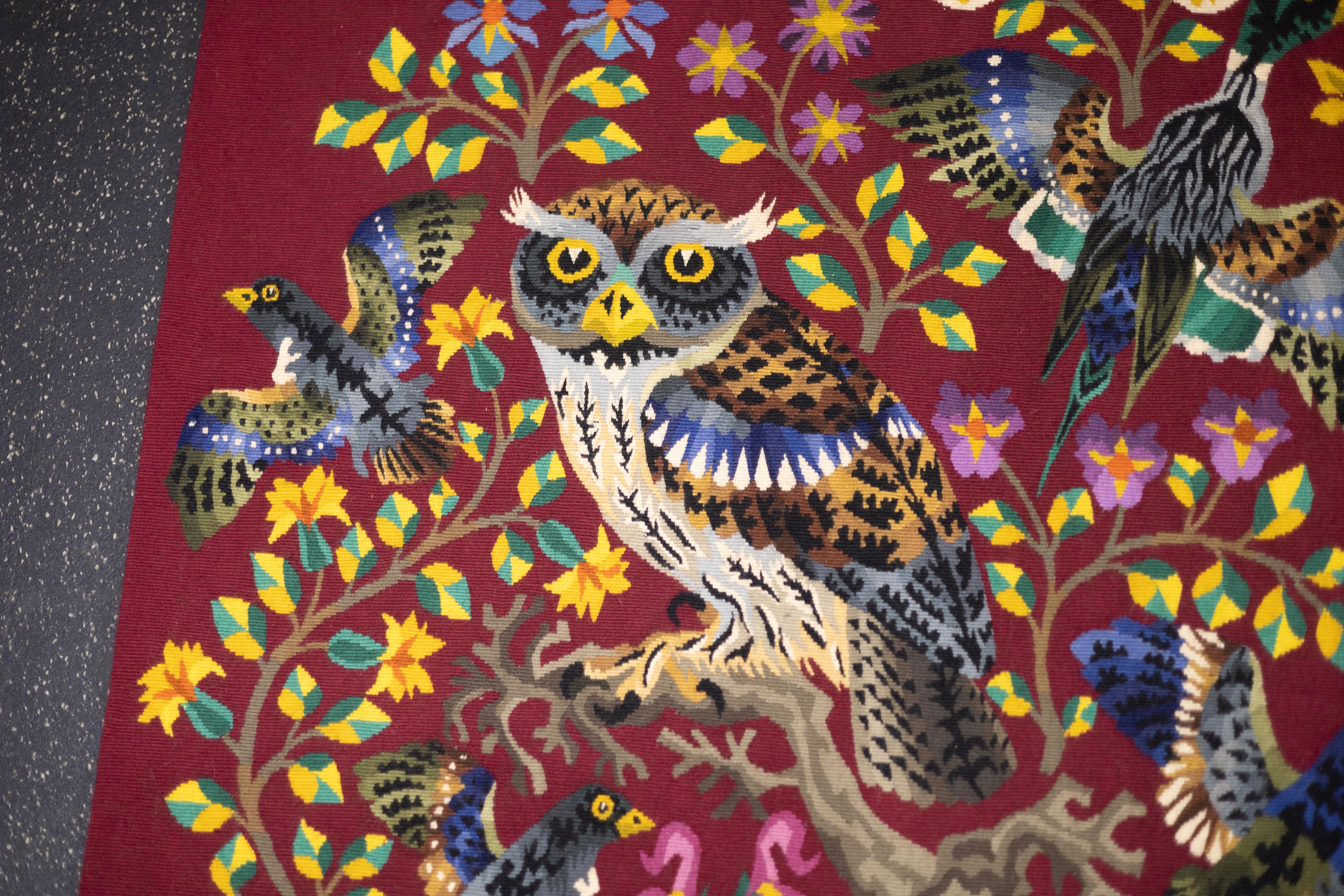 Fine Mid Century French Tapestry Signed Parrot 5’7