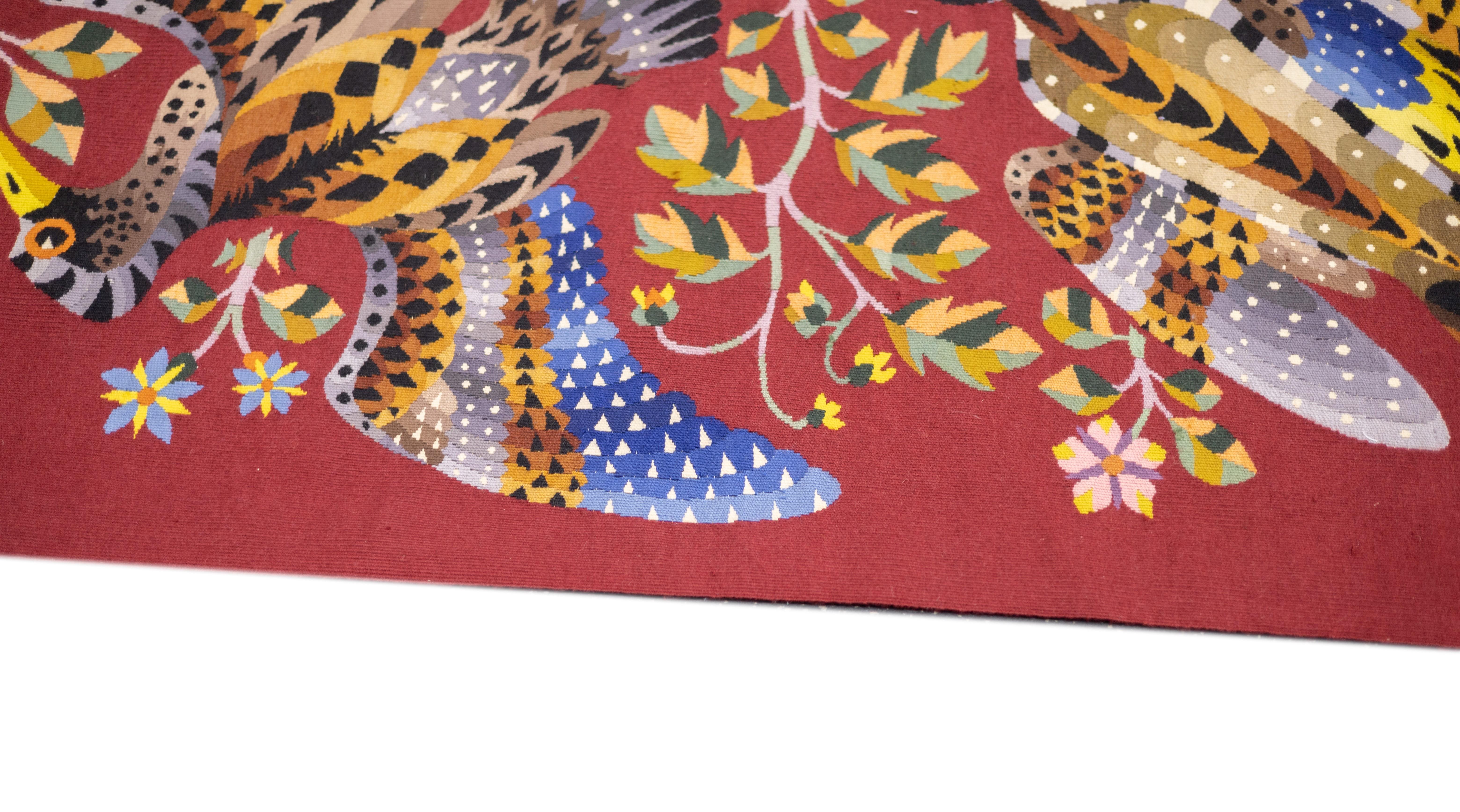 20th Century Fine Mid Century French Tapestry Signed Perrot 4’10” x 6’10