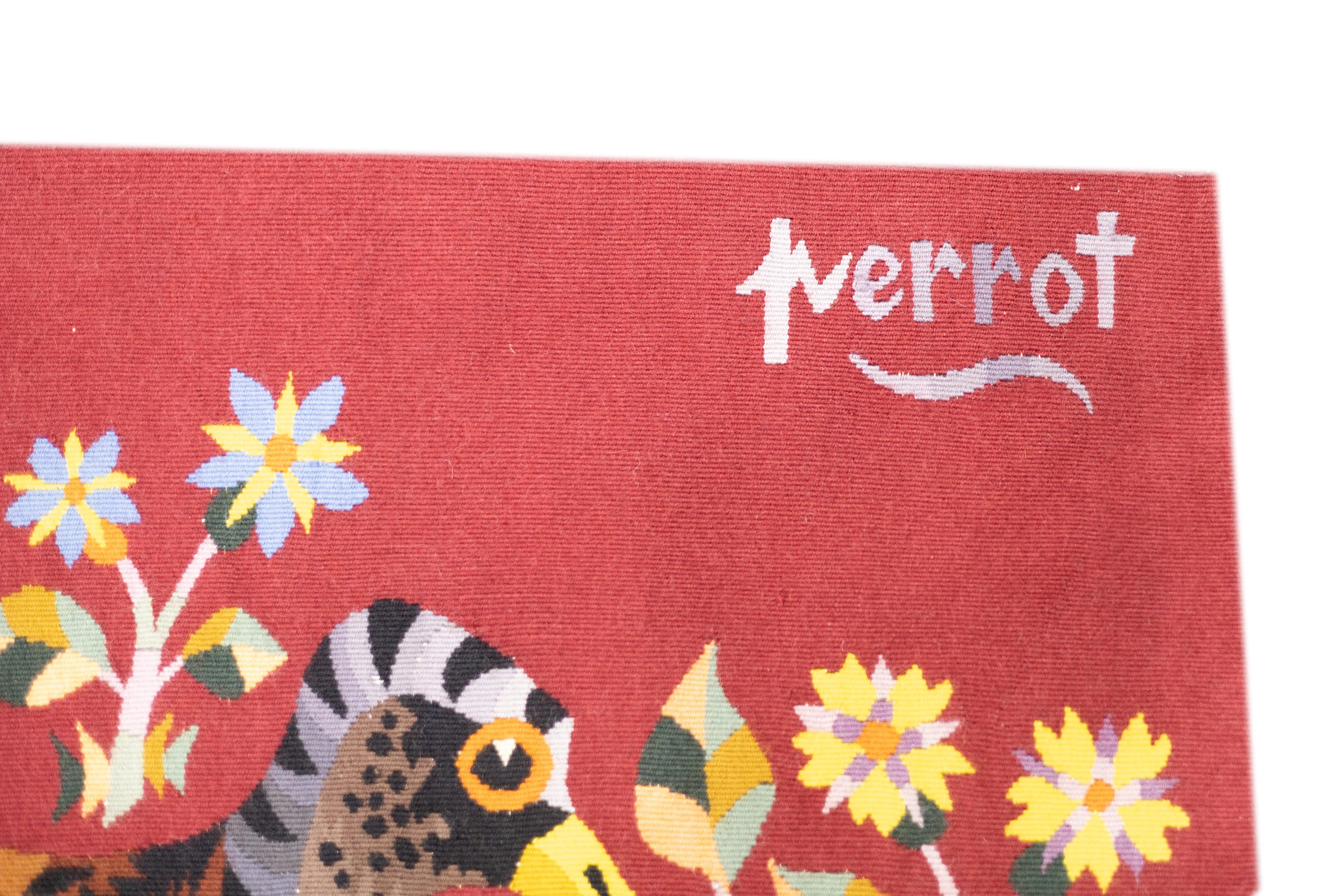 Fine Mid Century French Tapestry Signed Perrot 4’10” x 6’10