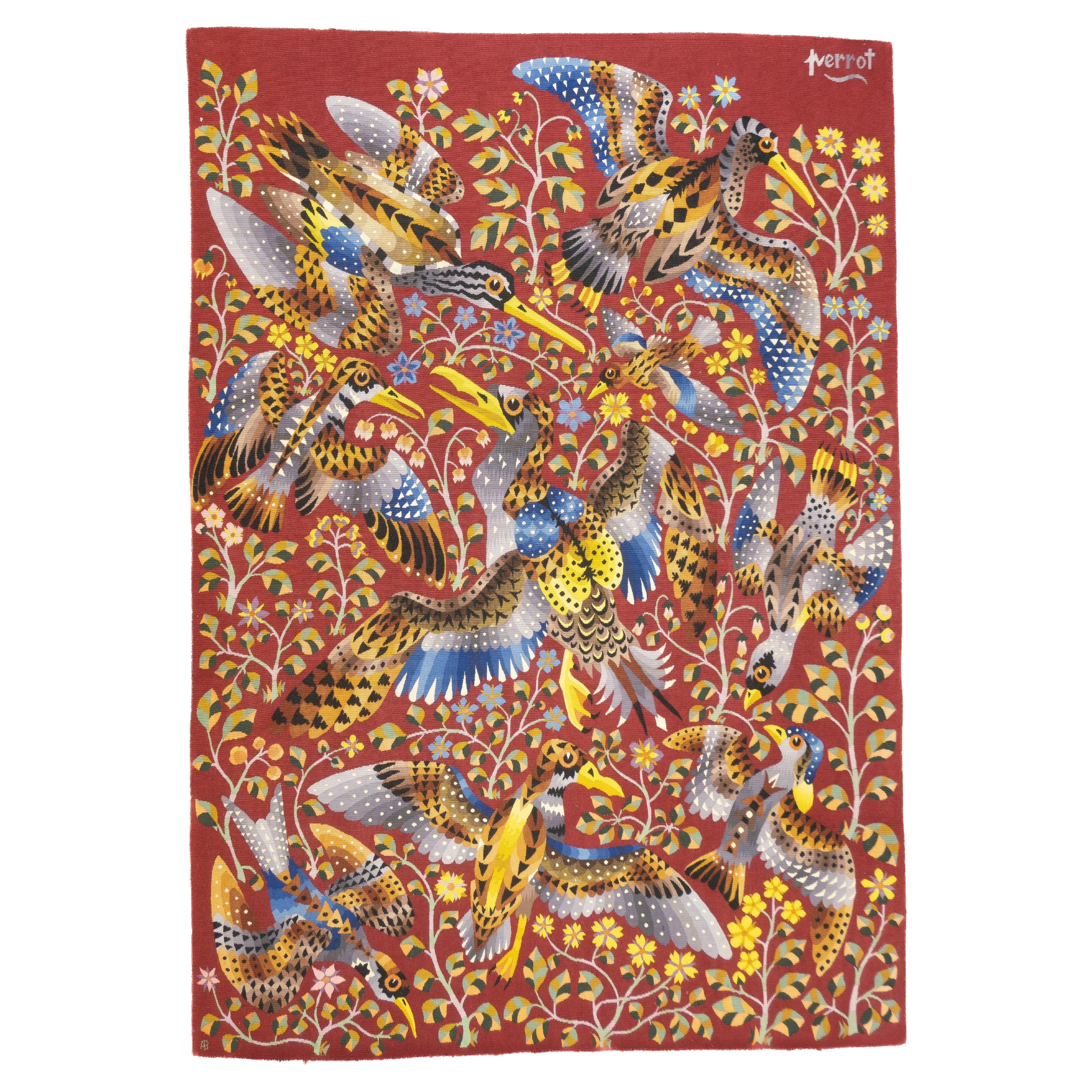 Fine Mid Century French Tapestry Signed Perrot 4’10” x 6’10"