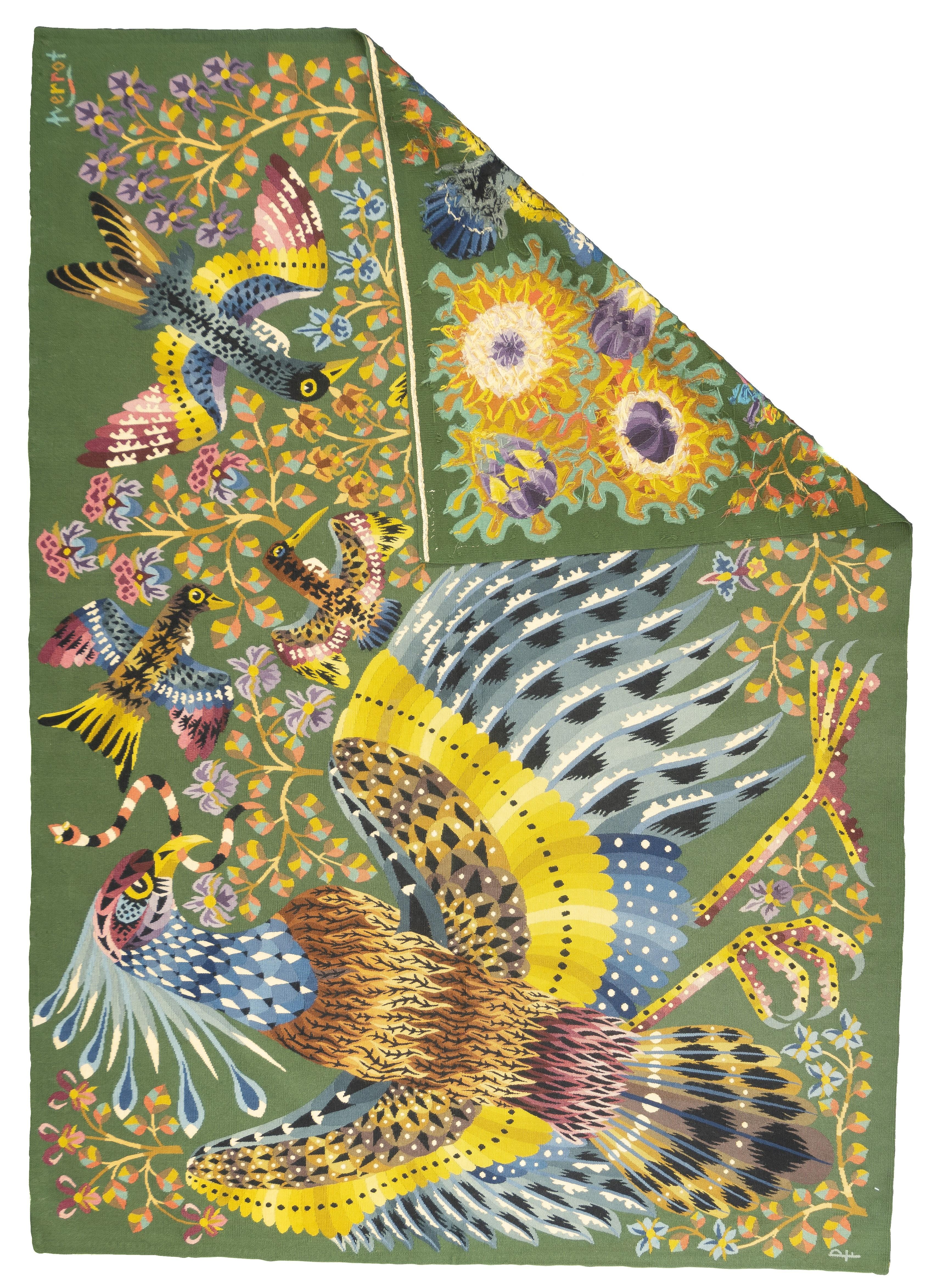 Fine Mid Century French Tapestry Signed Perrot 5'3