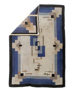 Tapis en laine français du milieu du siècle 4'9" x 7'3".