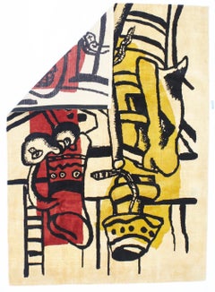 Fine Mid Century French Wool Rug Design Inspired by Basquiat 5'8'' x 7'10''