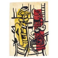 Fine Mid Century French Wool Rug Design Inspired by Basquiat 5'8'' x 7'10''