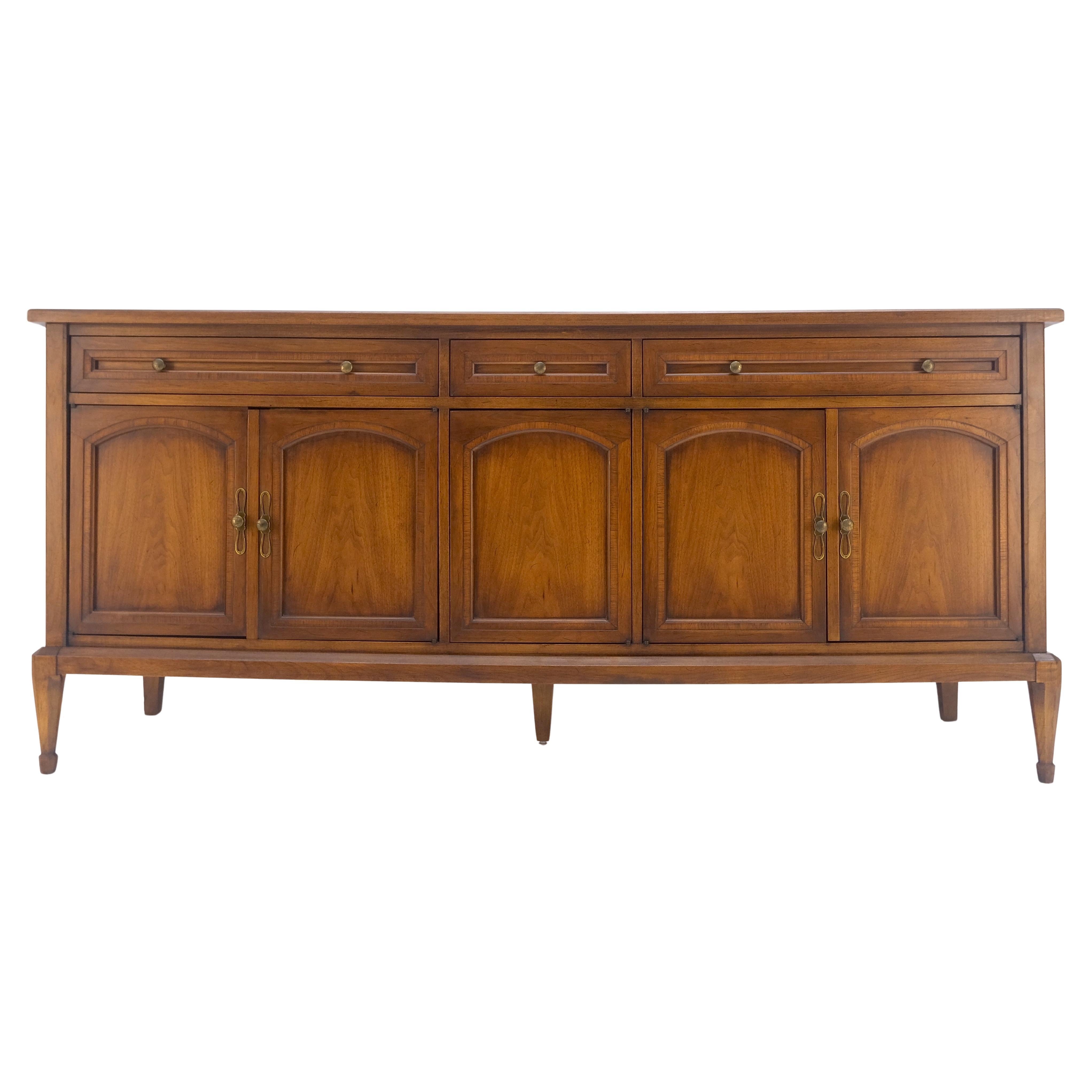 Laccato Fine Mid Century Noce chiaro 5 porte 3 cassetti Credenza Dresser Sideboard MINT in vendita