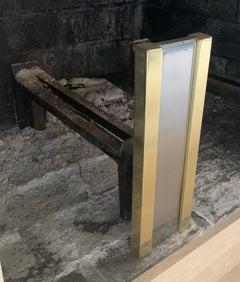 Fine Mid-Century Modern Art Deco Nickel Brass Andirons Manner Karl Springer