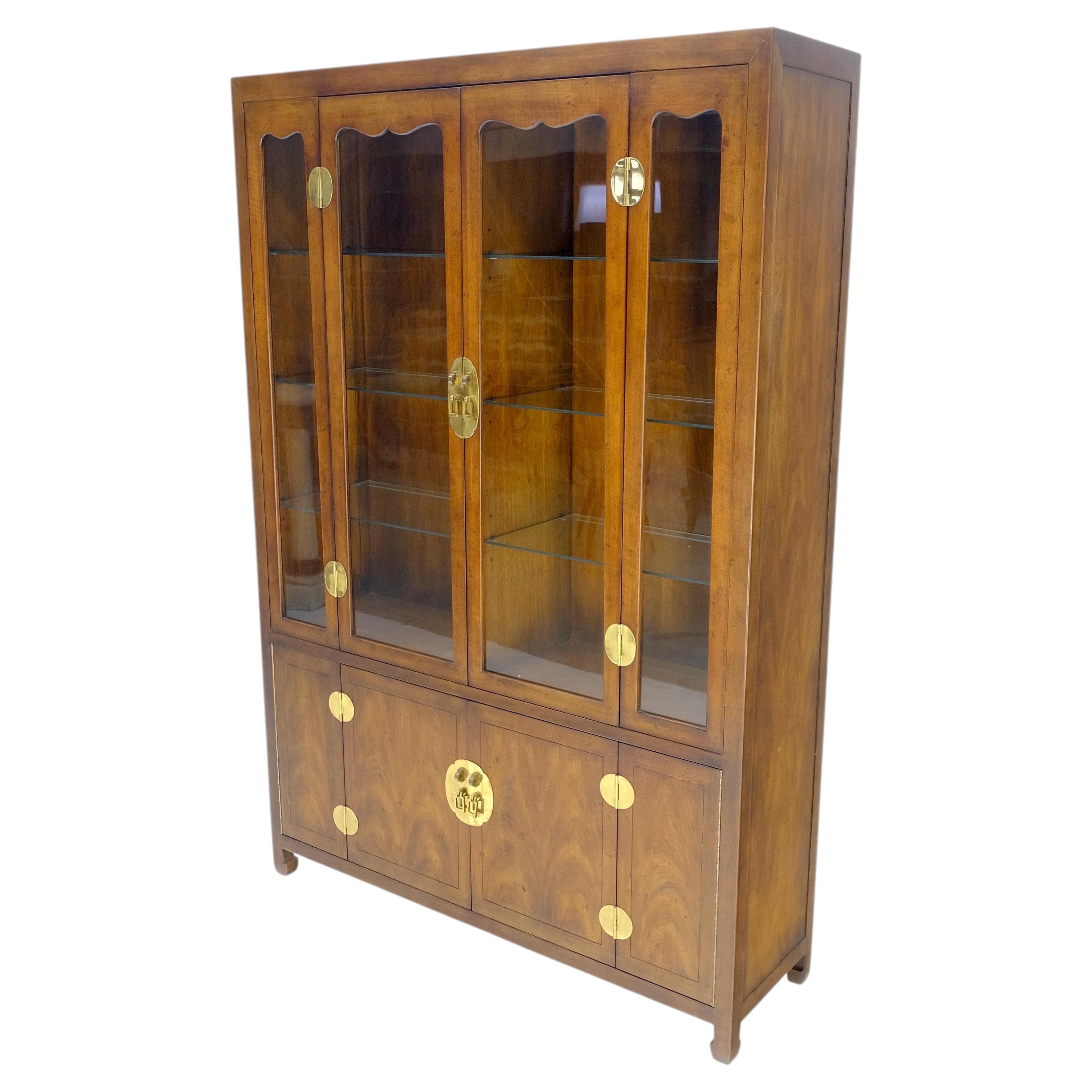 Pre-owned Henredon Fine Mid Century Modern Display Cabinet Hutch Campaign Style Brass Hardware Mint In Brown