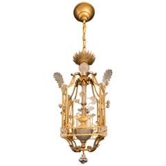 Fine Mid-Century Modern French Baguès Crystal Lantern Pagoda Basket Chandelier