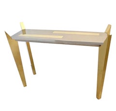Fine Mid Century Modern Italian Brass Nickel Console Table L'Angolo Metallarte