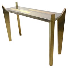 Fine Mid Century Modern Italian Brass Nickel Console Table L'Angolo Metallarte
