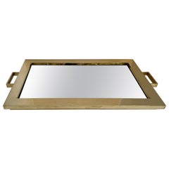 Fine Mid-Century Modern Lorin Marsh Polished Brass Mirror Rectangular Tray (plateau rectangulaire)