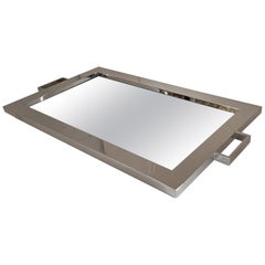 Fine Mid-Century Modern Lorin Marsh Polished Nickel Mirror Rectangular Tray (plateau rectangulaire)