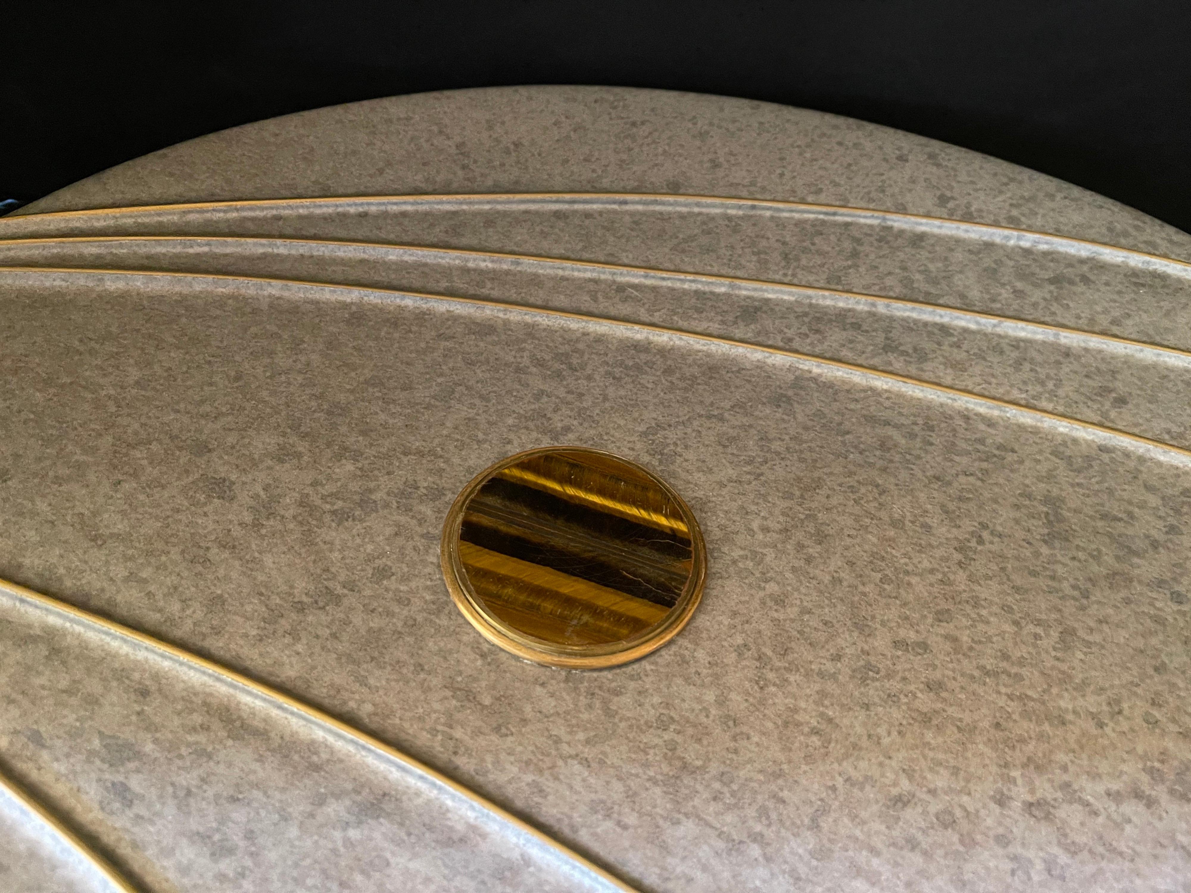 20th Century Fine Mid-Century Modern Lorin Marsh Round Centerpiece Precious Tiger Eye Stone