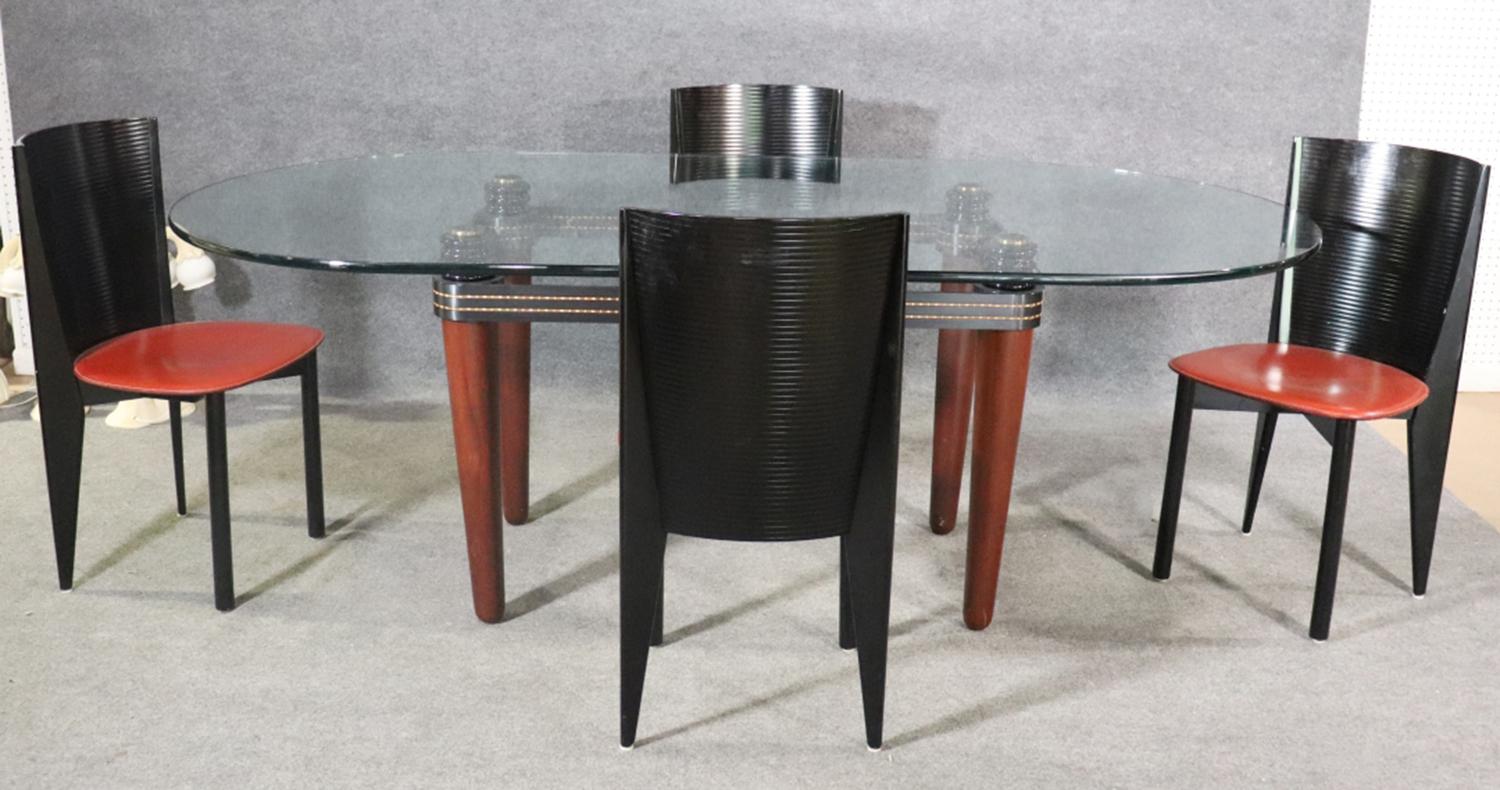 Fine Mid-Century Modern Mixed Materials Italian Calligaris Signed Dining Set In Good Condition In Swedesboro, NJ