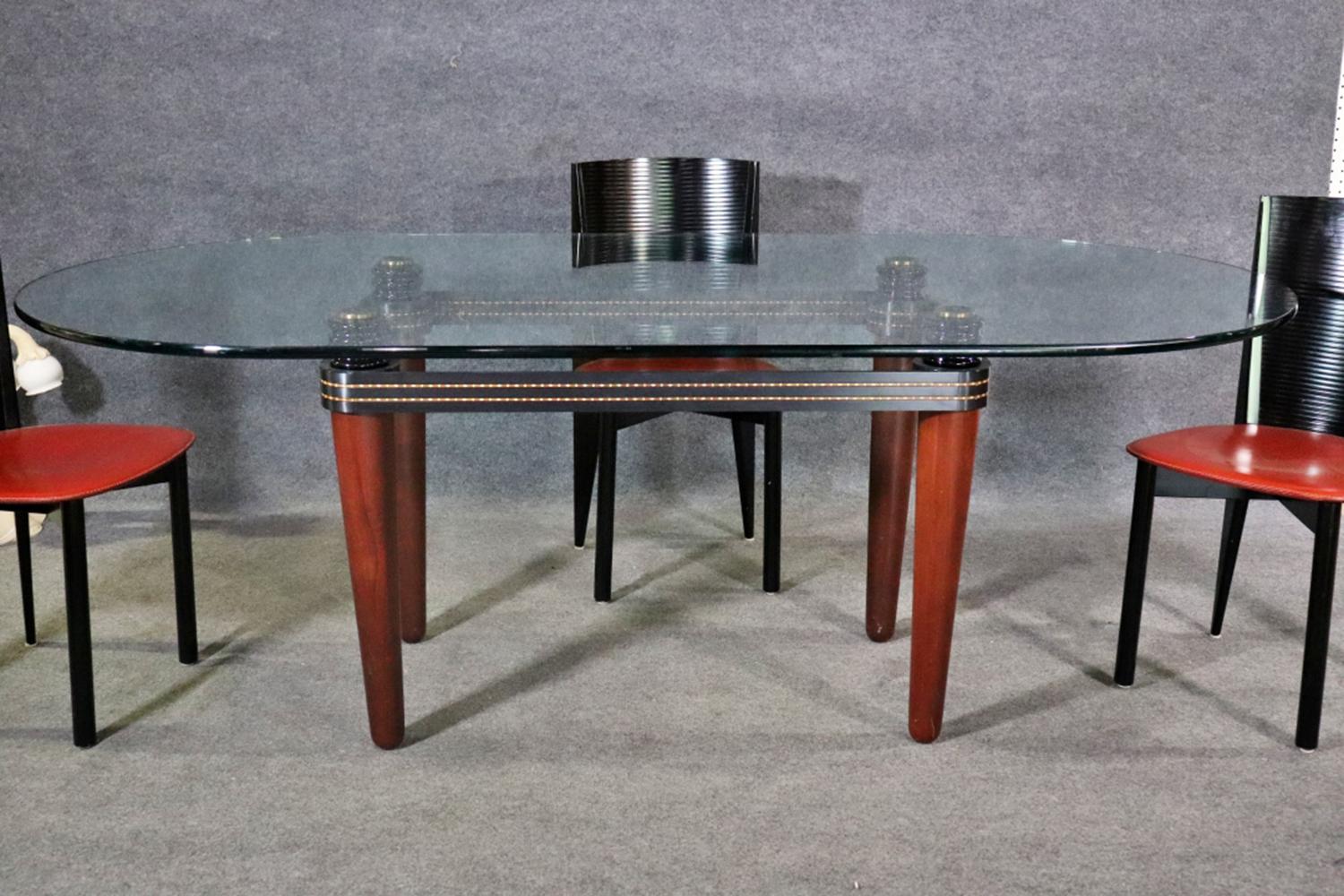 Leather Fine Mid-Century Modern Mixed Materials Italian Calligaris Signed Dining Set