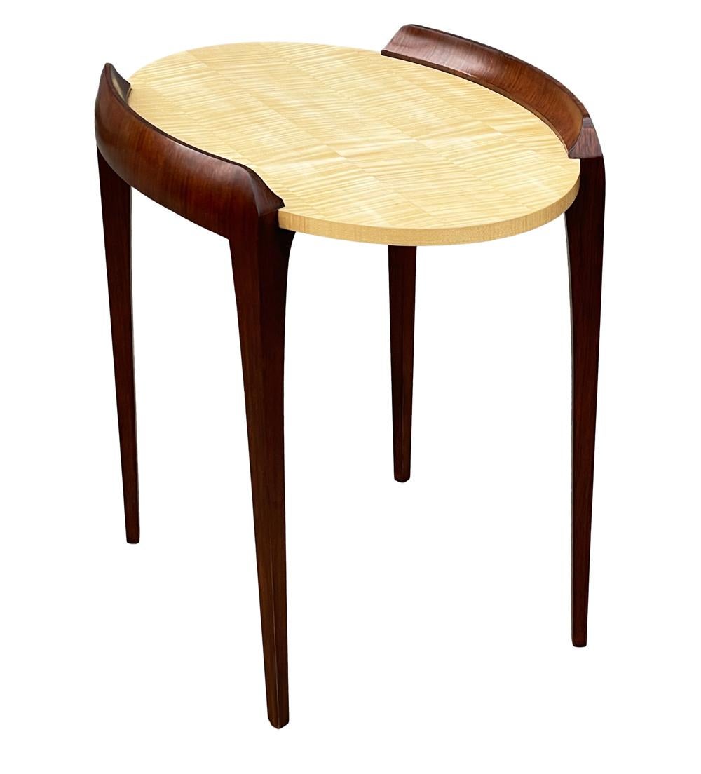 American Fine Mid-Century Modern Side Table in Mixed Woods by Keno Brothers