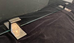 Fine Mid-Century Modern Tempered Glass Polished Nickel Fireplace Fire Screen