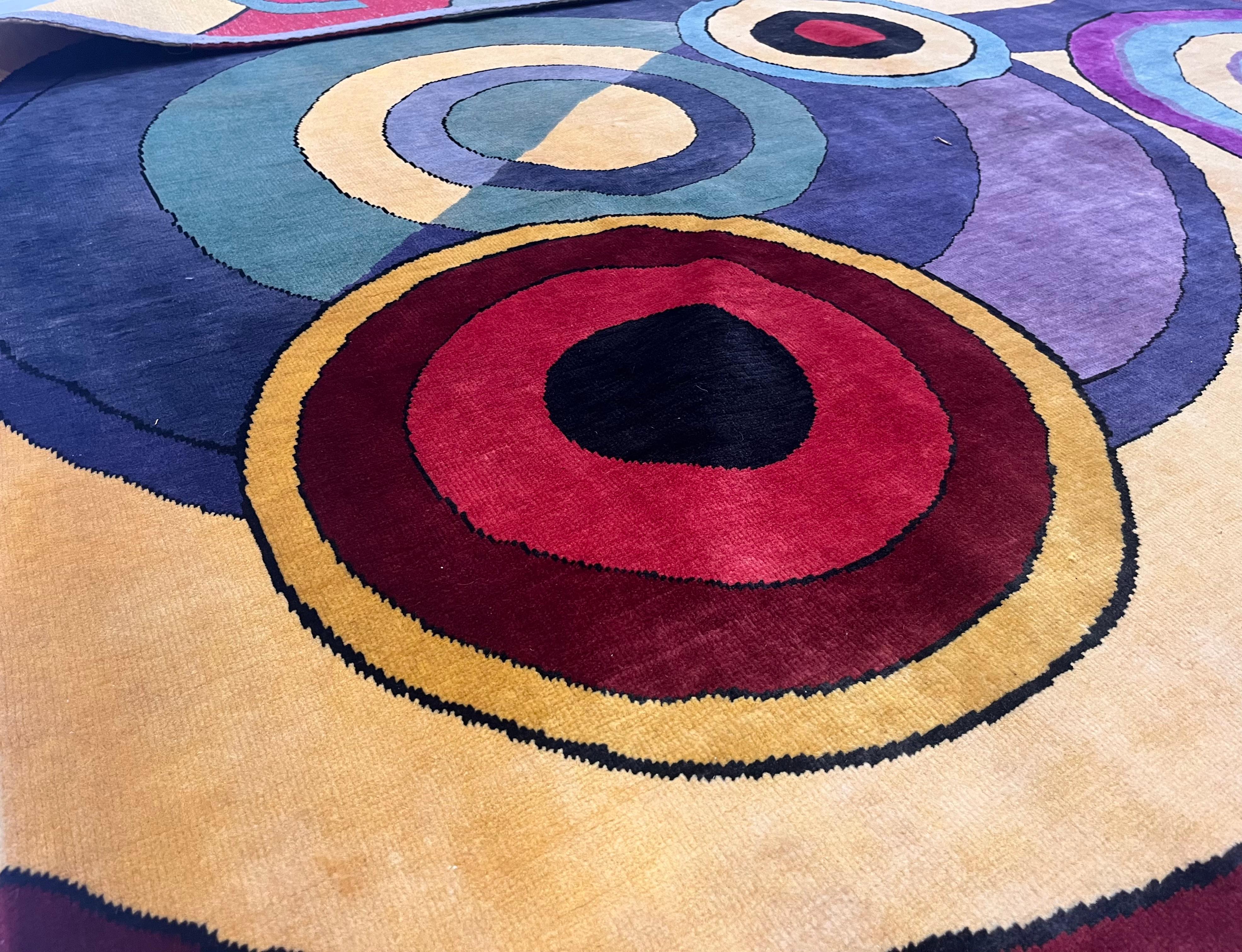 European Fine Mid Century Sonia Delaunay Design Rug 6’8