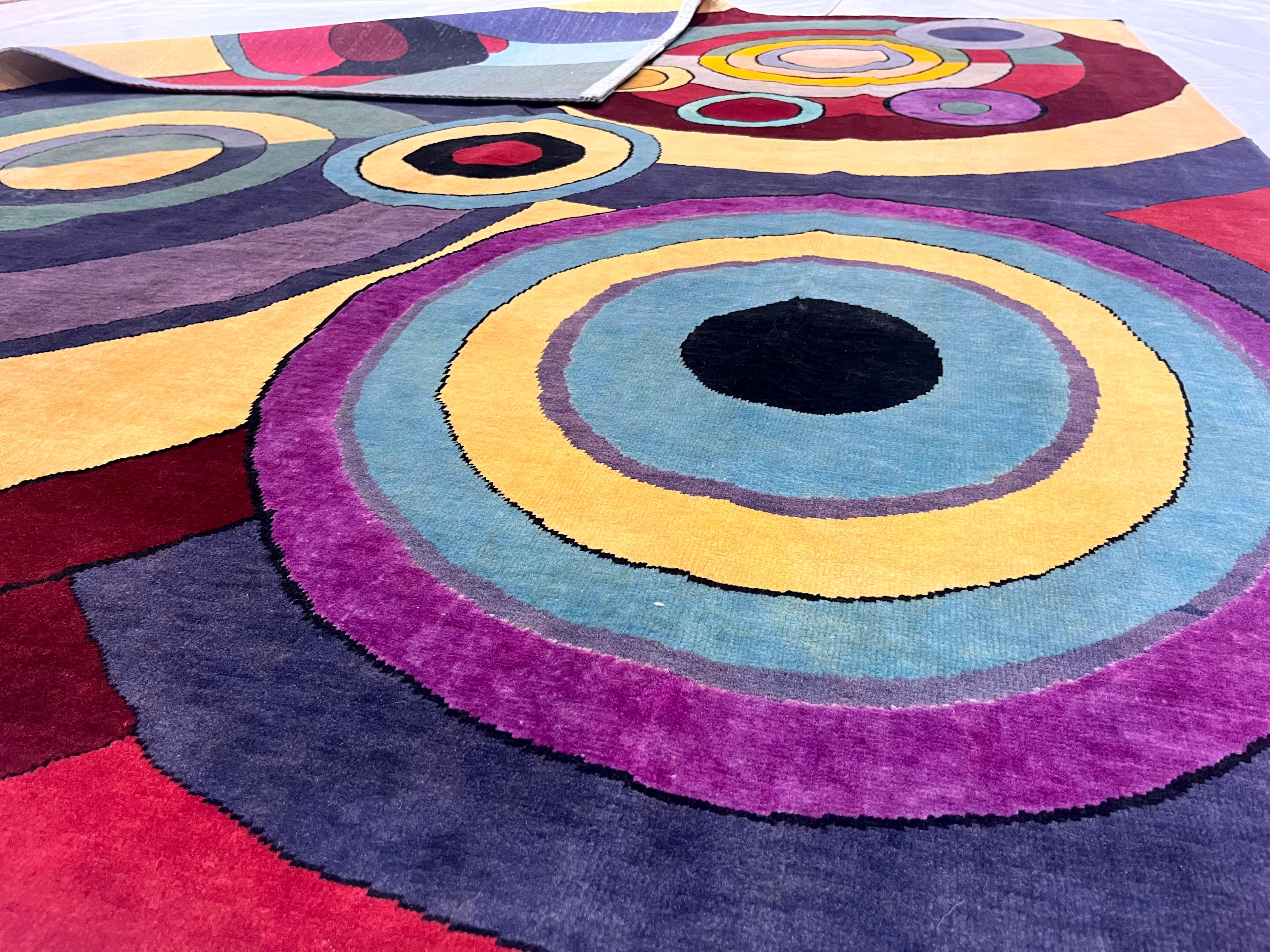 Fine Mid Century Sonia Delaunay Design Rug 6’8