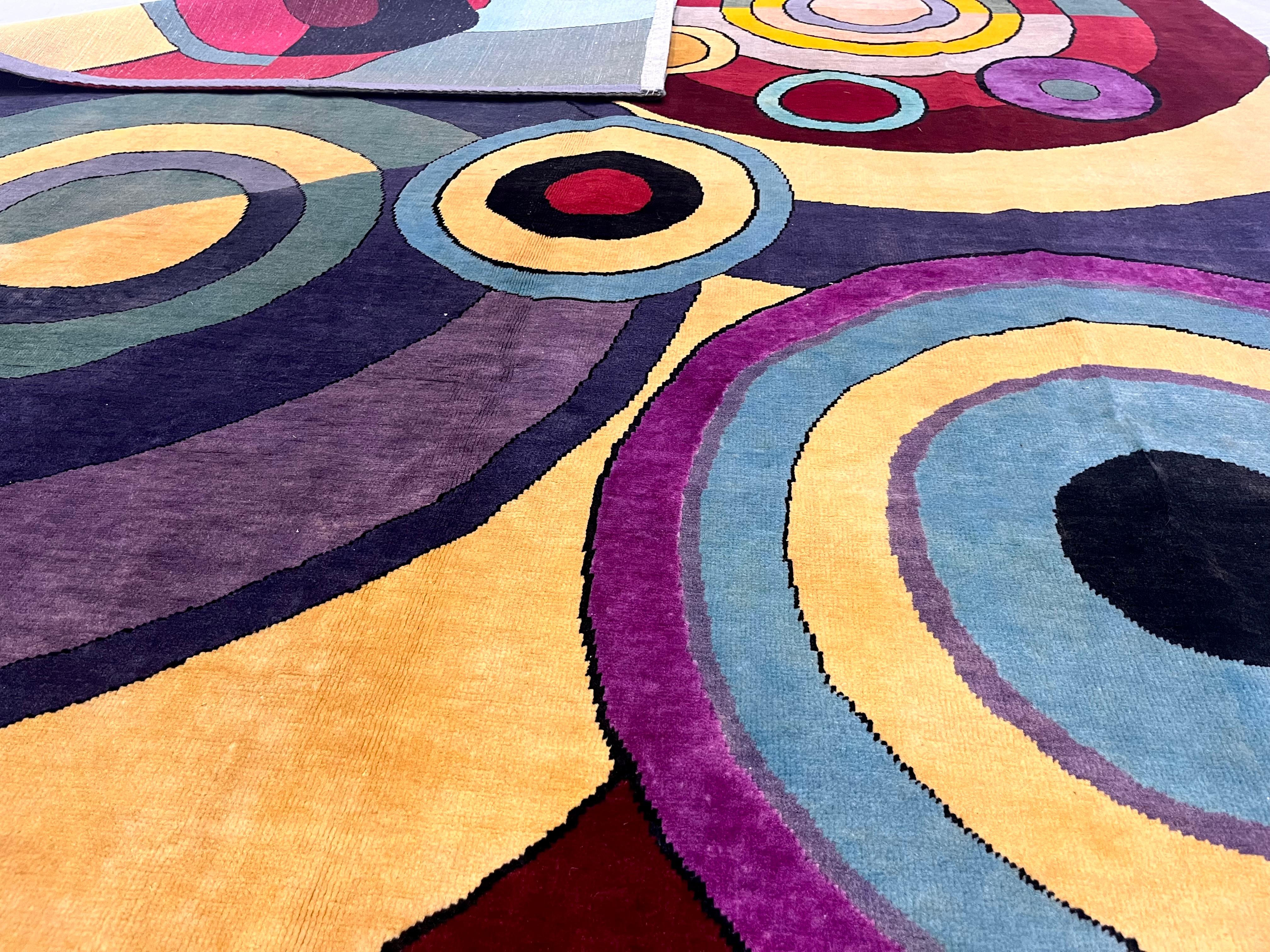 20th Century Fine Mid Century Sonia Delaunay Design Rug 6’8