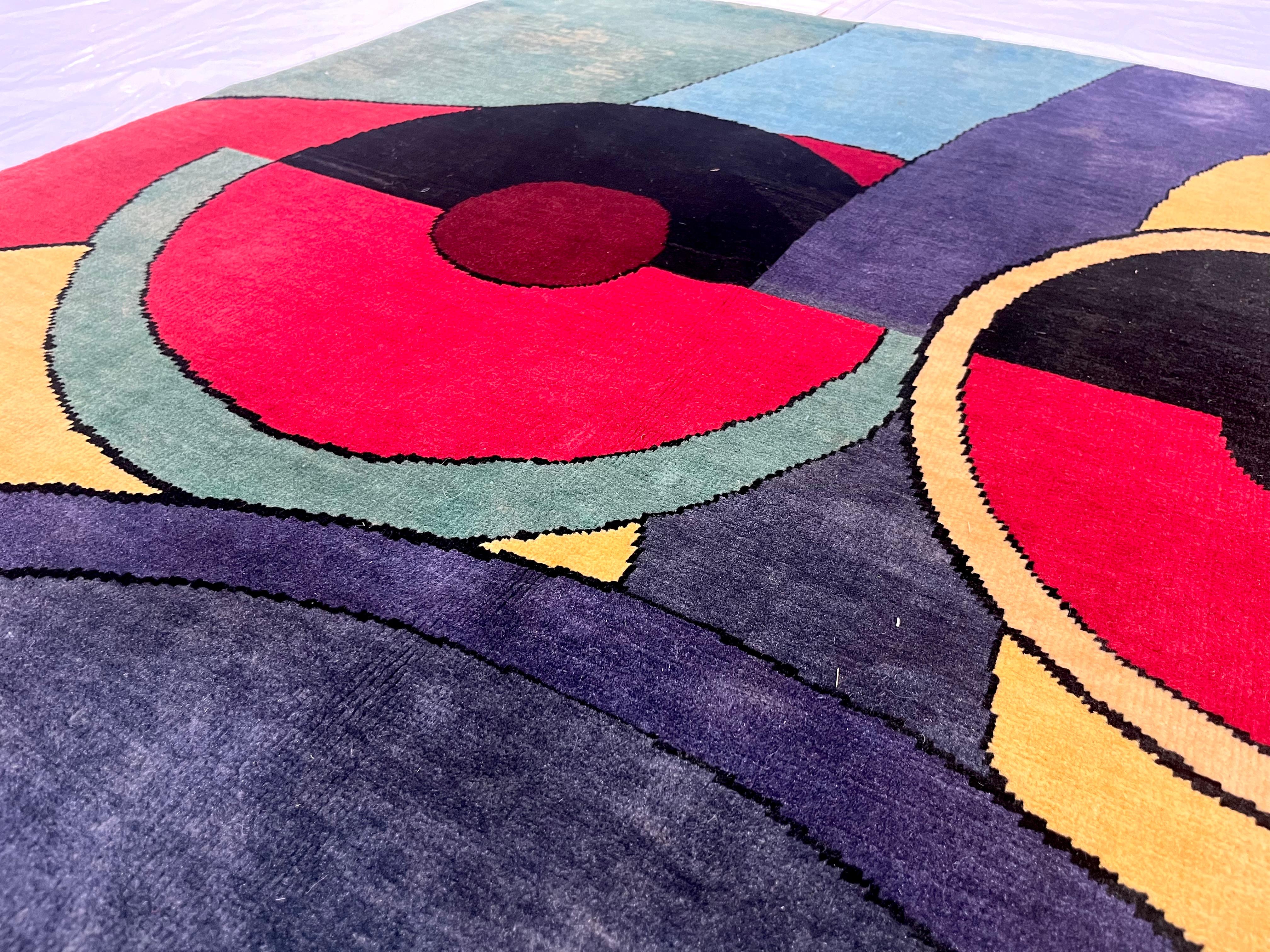 Wool Fine Mid Century Sonia Delaunay Design Rug 6’8
