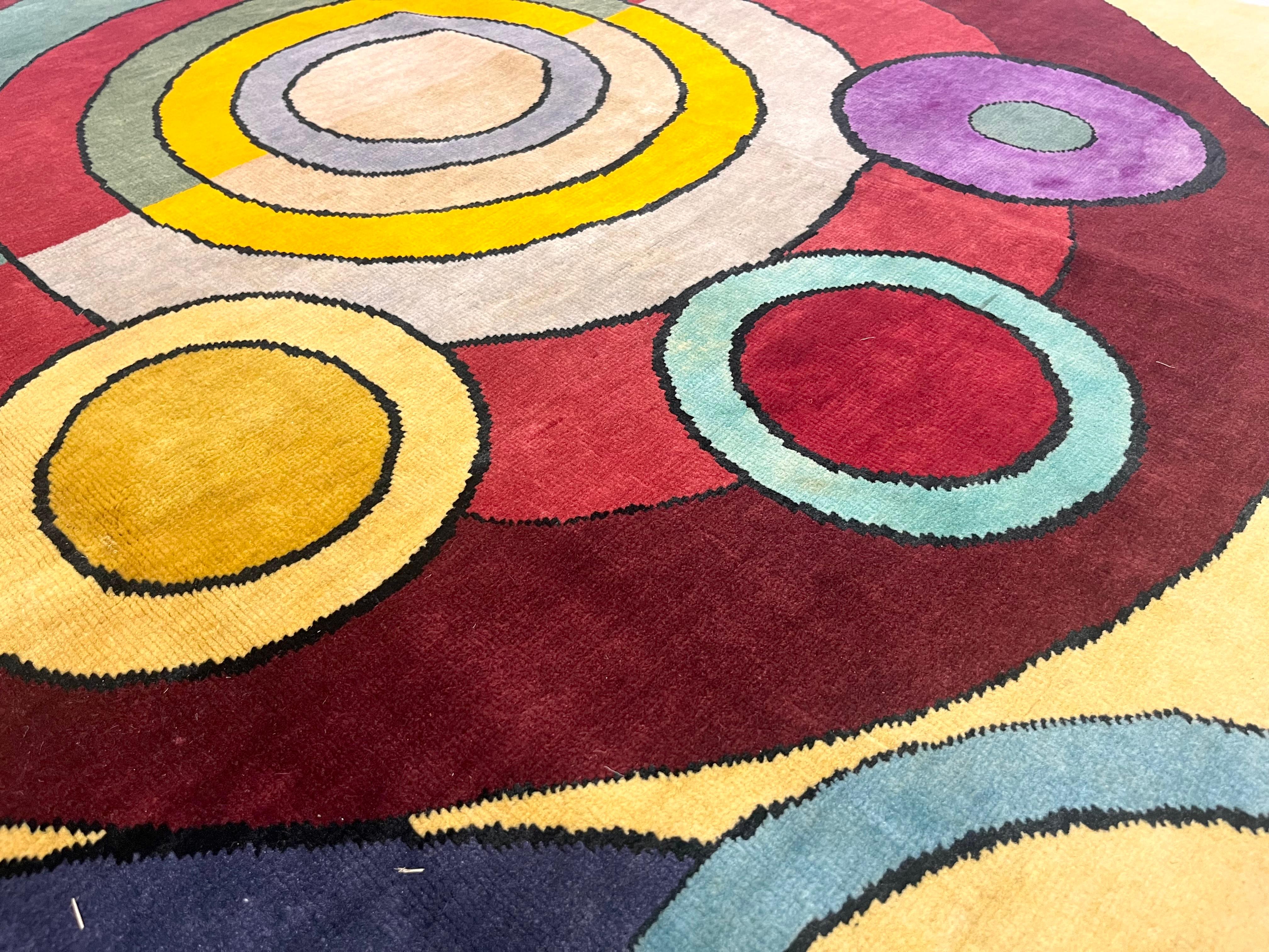 Fine Mid Century Sonia Delaunay Design Rug 6’8