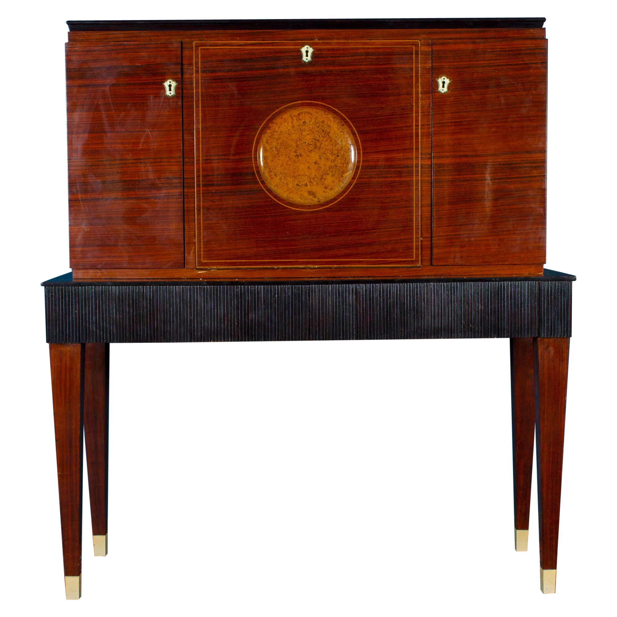 Raffinato mobile bar Trumeau di metà secolo, attribuito a Paolo Buffa, 1950