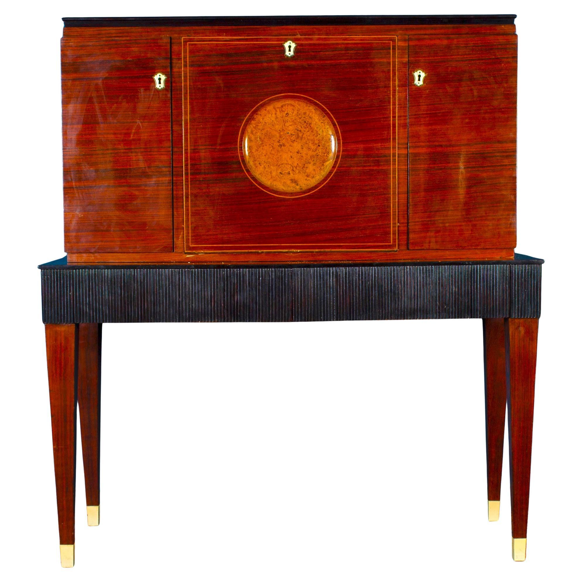 Fine Mid-Century Trumeau Bar Cabinet Attr. to Paolo Buffa, 1950