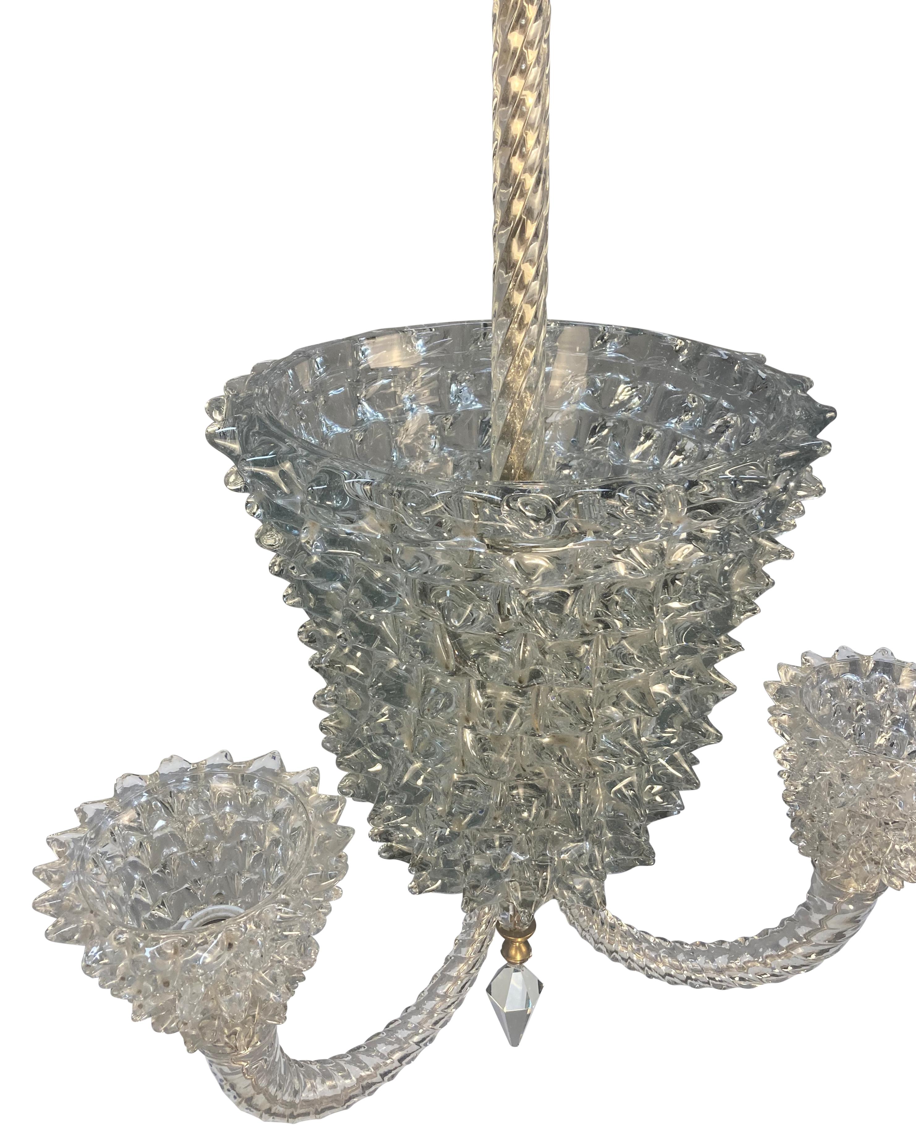 Feine Midcentury Rostrato Glas Kronleuchter von Barovier Y Toso (Moderne der Mitte des Jahrhunderts) im Angebot