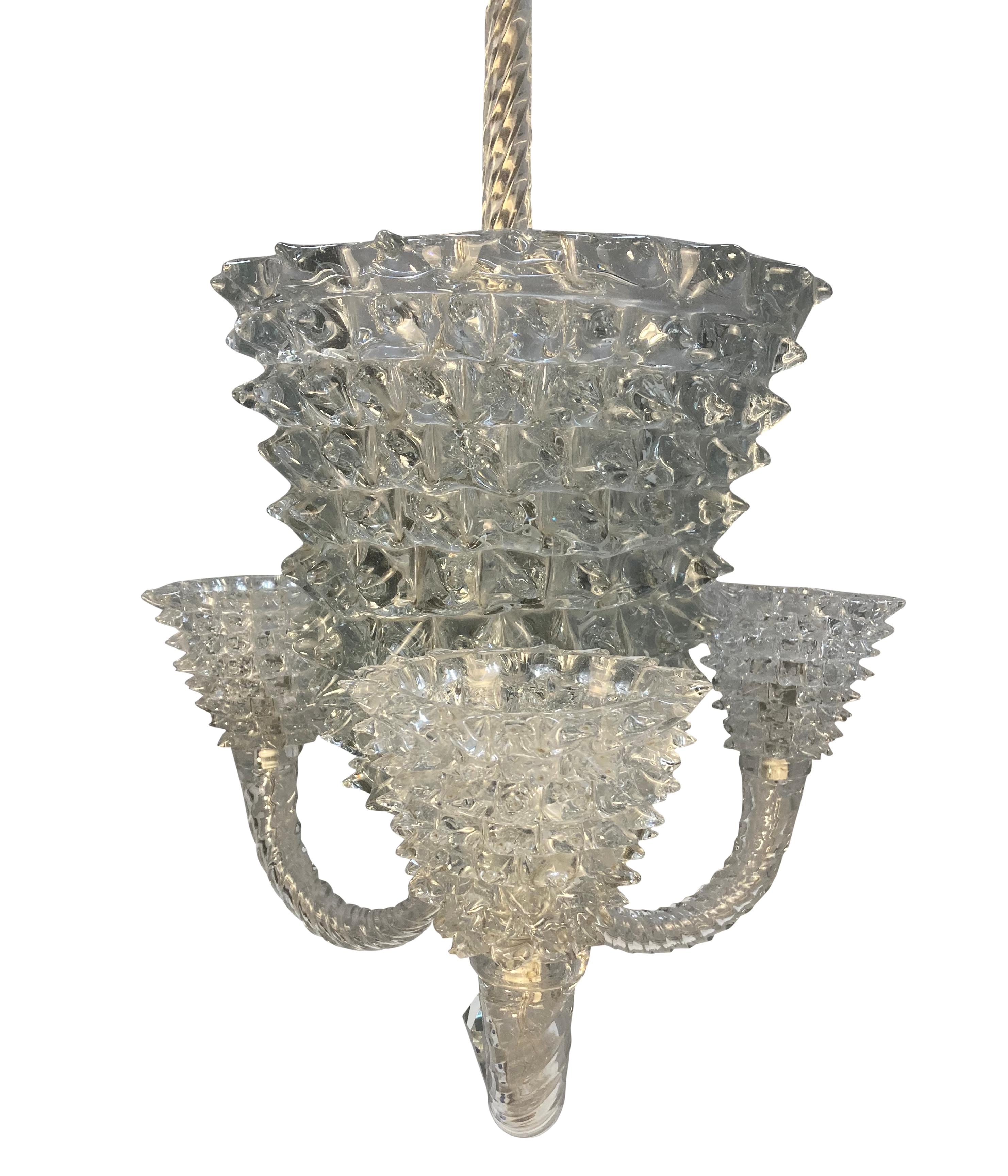 Feine Midcentury Rostrato Glas Kronleuchter von Barovier Y Toso im Zustand „Gut“ im Angebot in Kent, Dover
