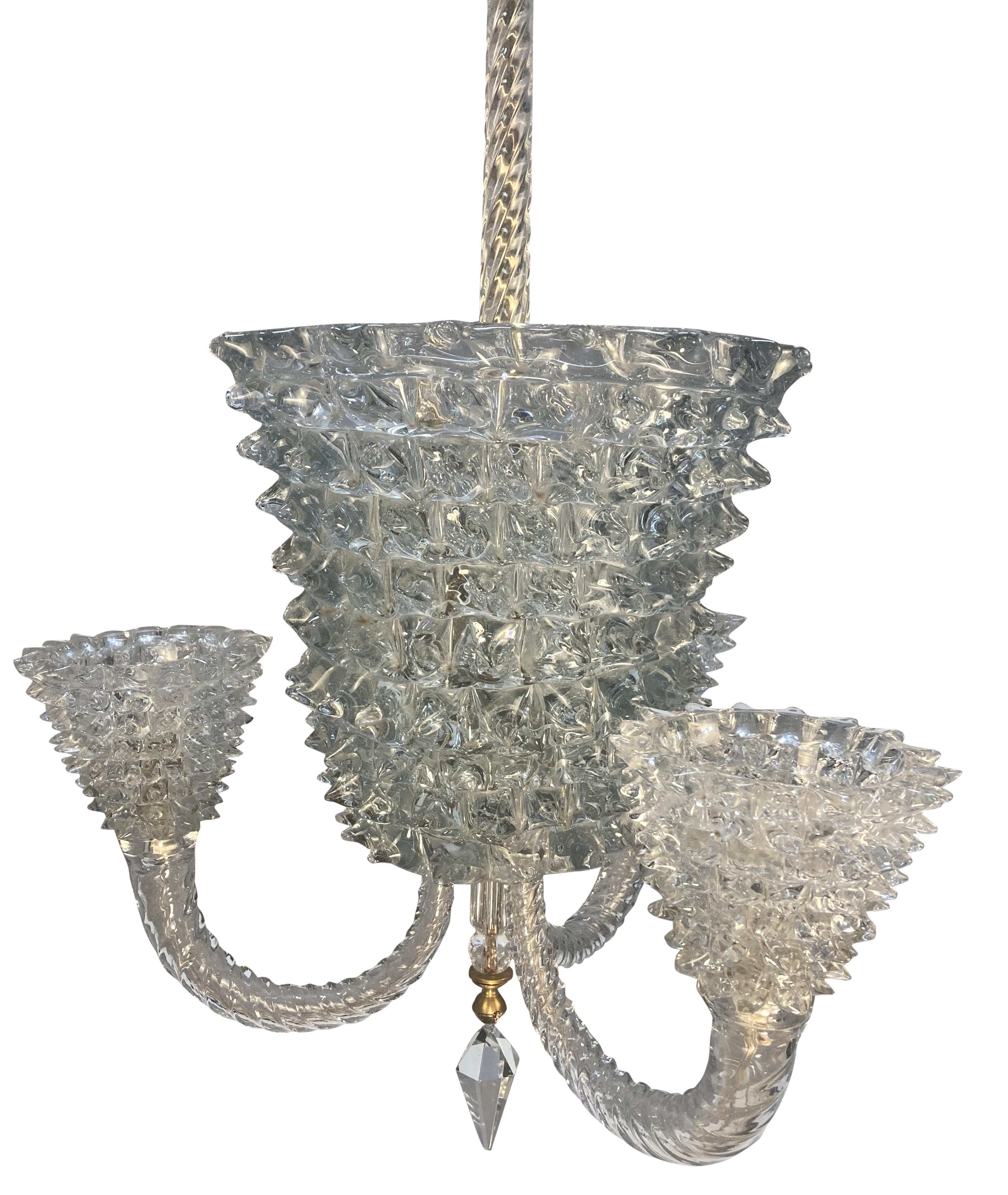 Feine Midcentury Rostrato Glas Kronleuchter von Barovier Y Toso im Angebot 1