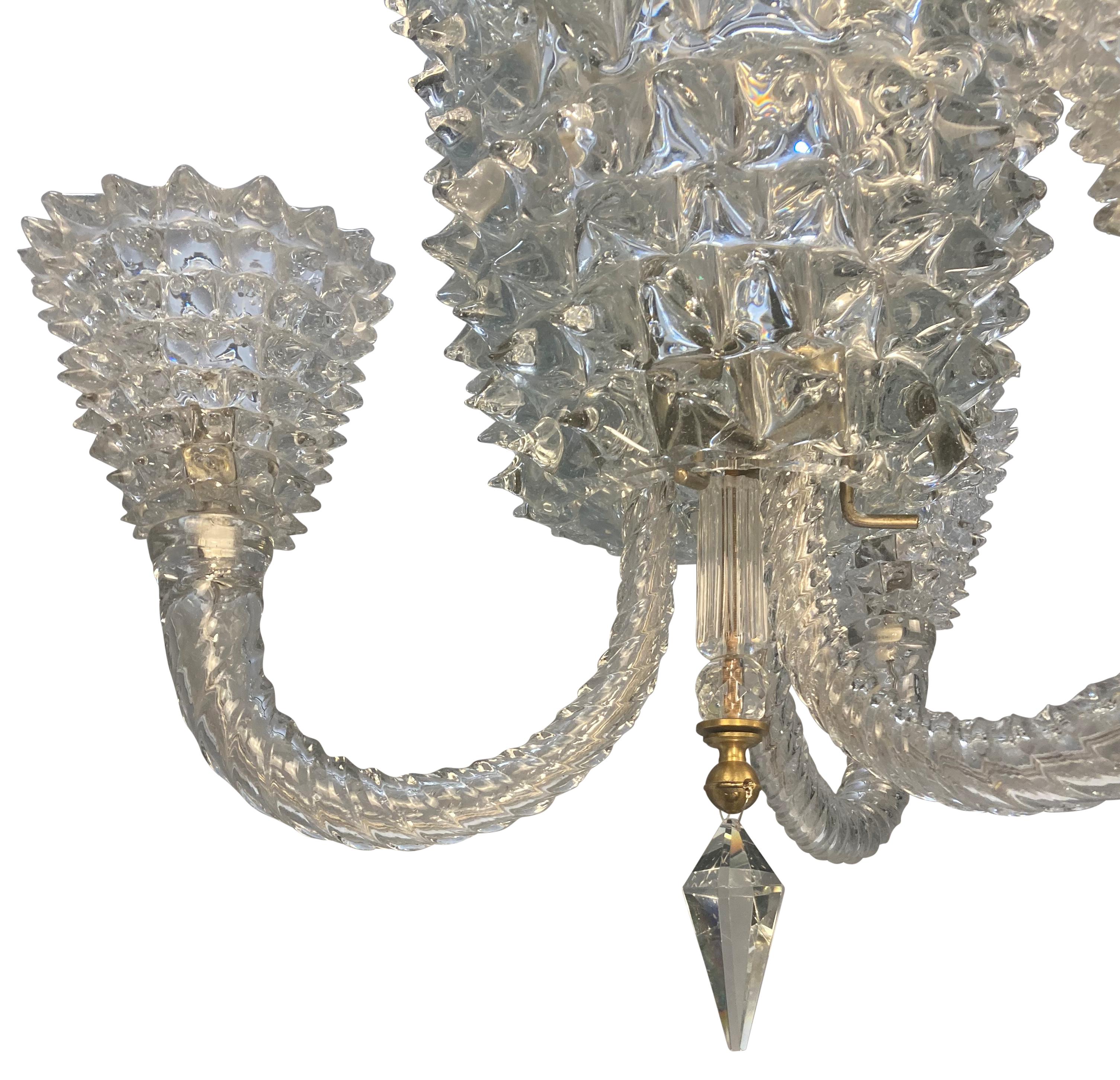 Feine Midcentury Rostrato Glas Kronleuchter von Barovier Y Toso im Angebot 2