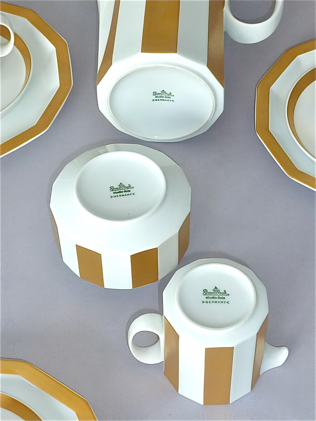 Service à café Tapio Wirkkala Rosenthal en porcelaine blanche dorée du milieu du siècle dernier, années 1960 en vente 6