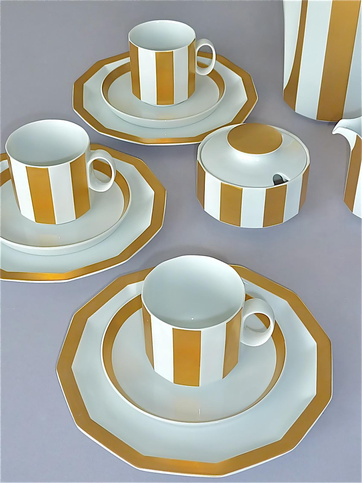 Service à café Tapio Wirkkala Rosenthal en porcelaine blanche dorée du milieu du siècle dernier, années 1960 en vente 7