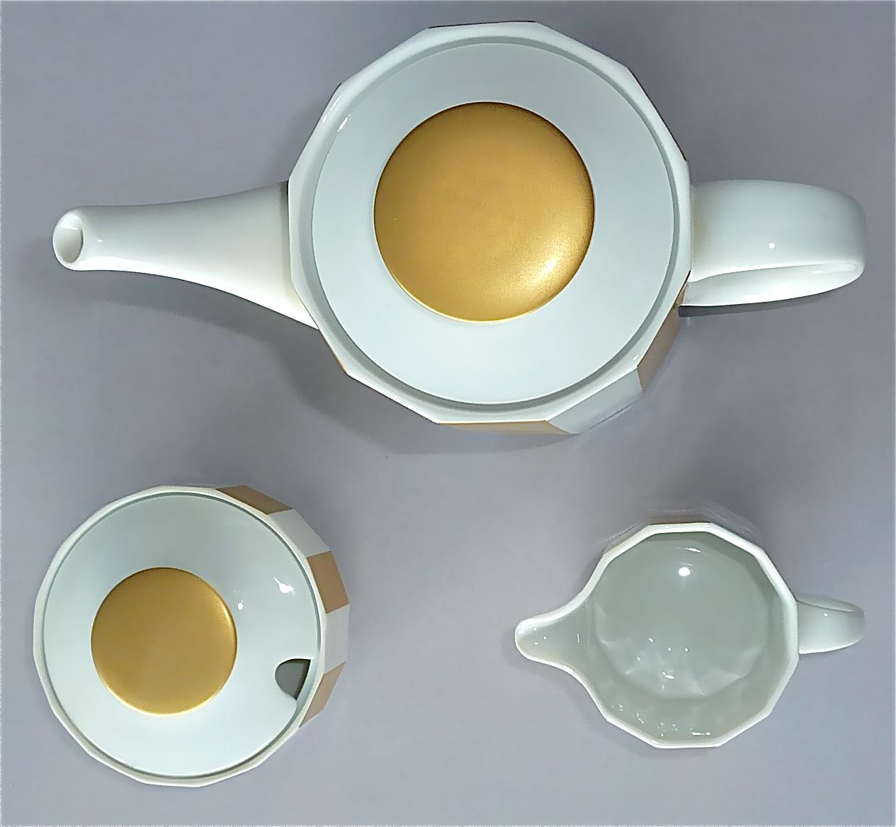 Mid-Century Modern Fine Midcentury Tapio Wirkkala Rosenthal Coffee Set Gilt White Porcelain 1960s For Sale