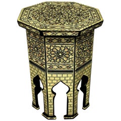 Fine Middle Eastern Bone and Mother of Pearl Side Table