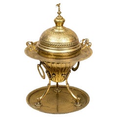 Fine Middle Eastern Brass Brazier On Stand