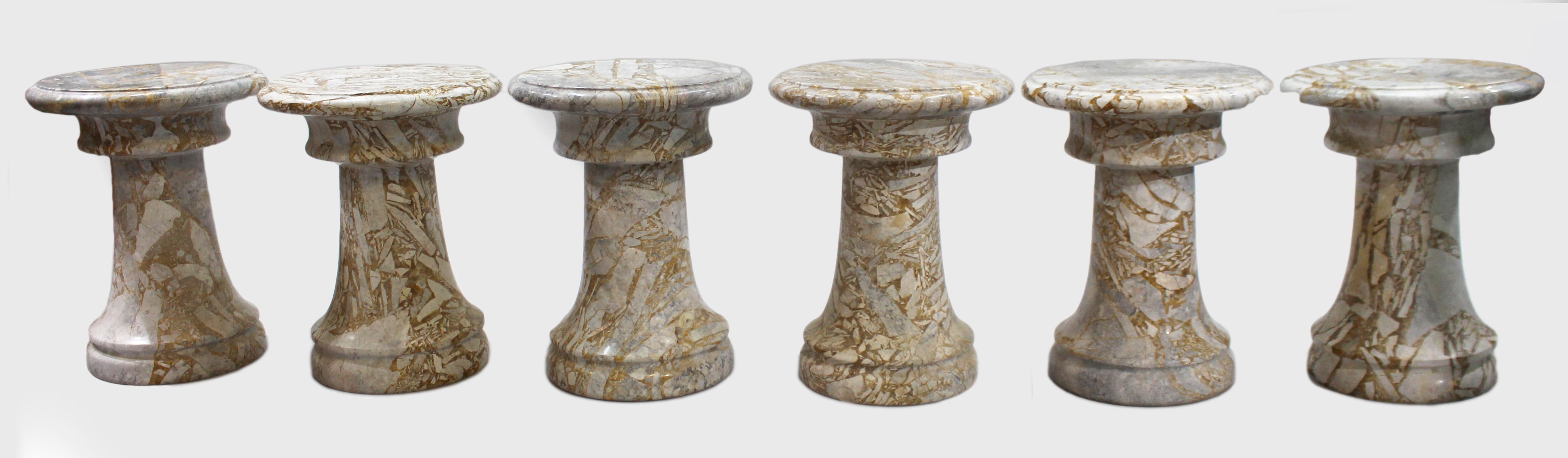 Fine Middle Eastern Circular Marble Table & 6 Stools 3