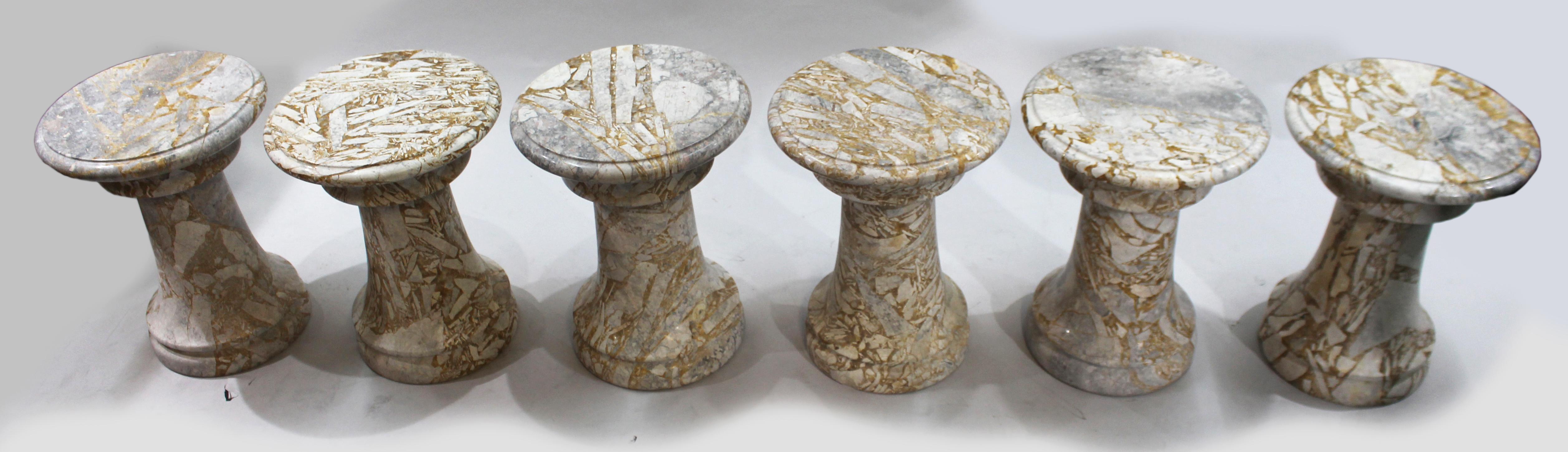 Fine Middle Eastern Circular Marble Table & 6 Stools 4