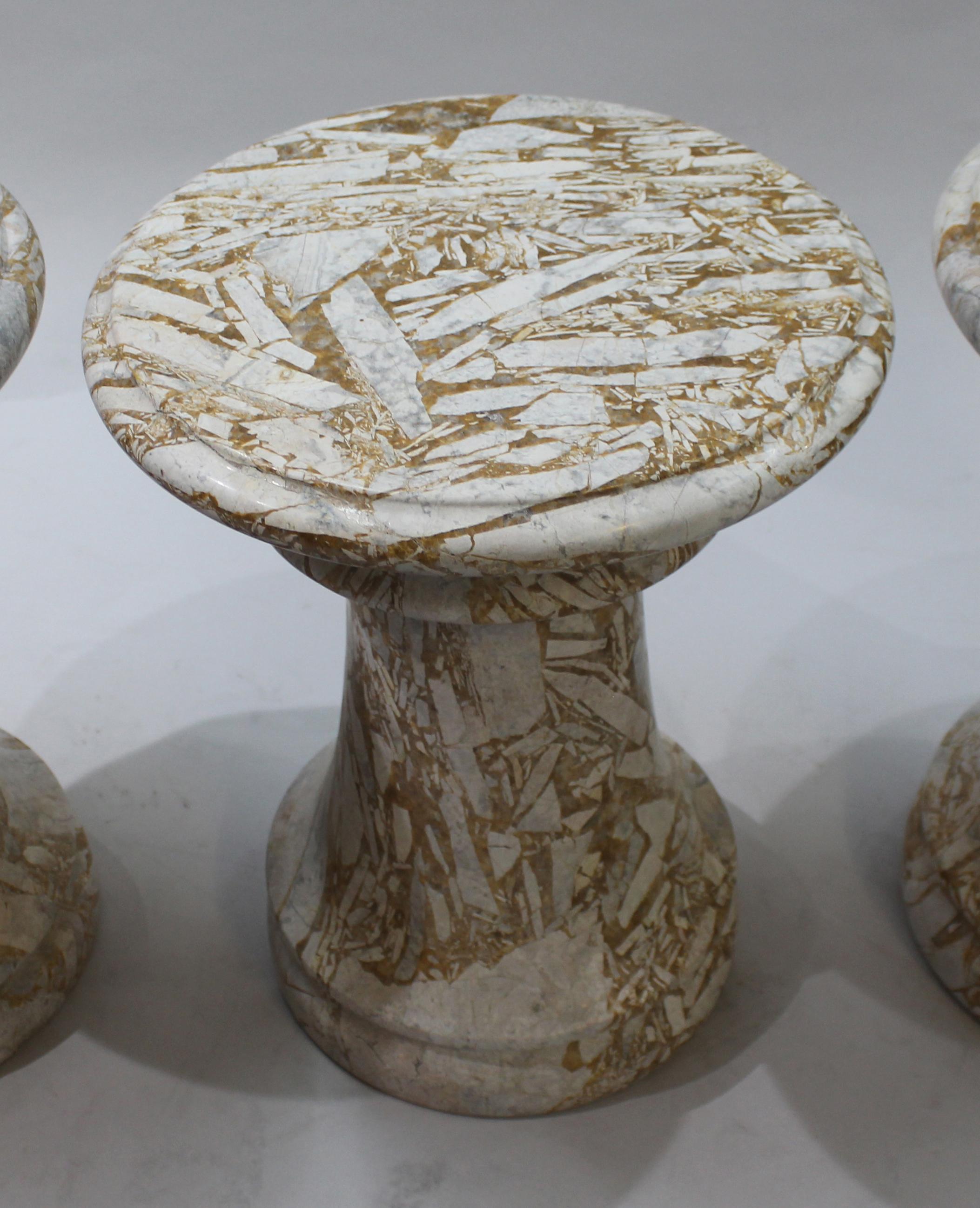 Fine Middle Eastern Circular Marble Table & 6 Stools 6