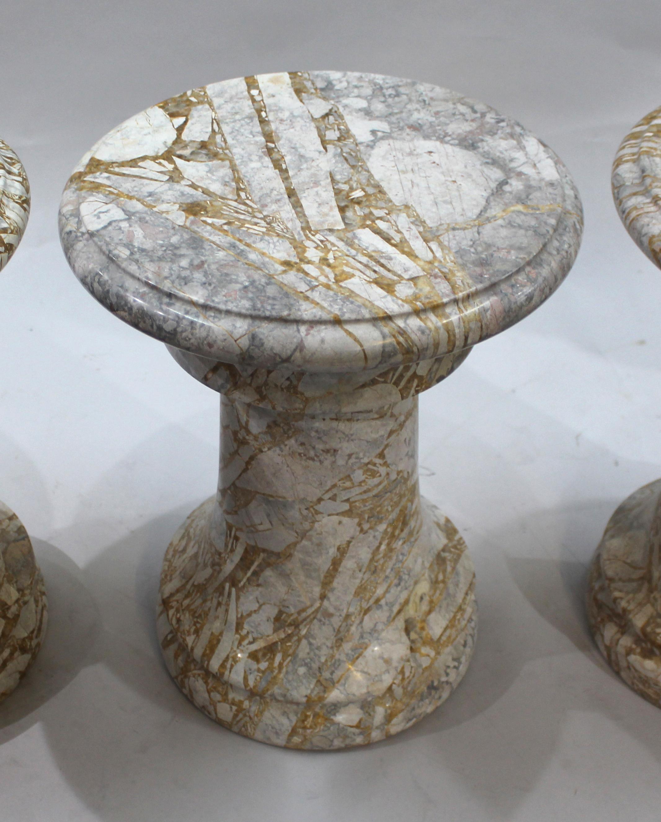 Fine Middle Eastern Circular Marble Table & 6 Stools 7
