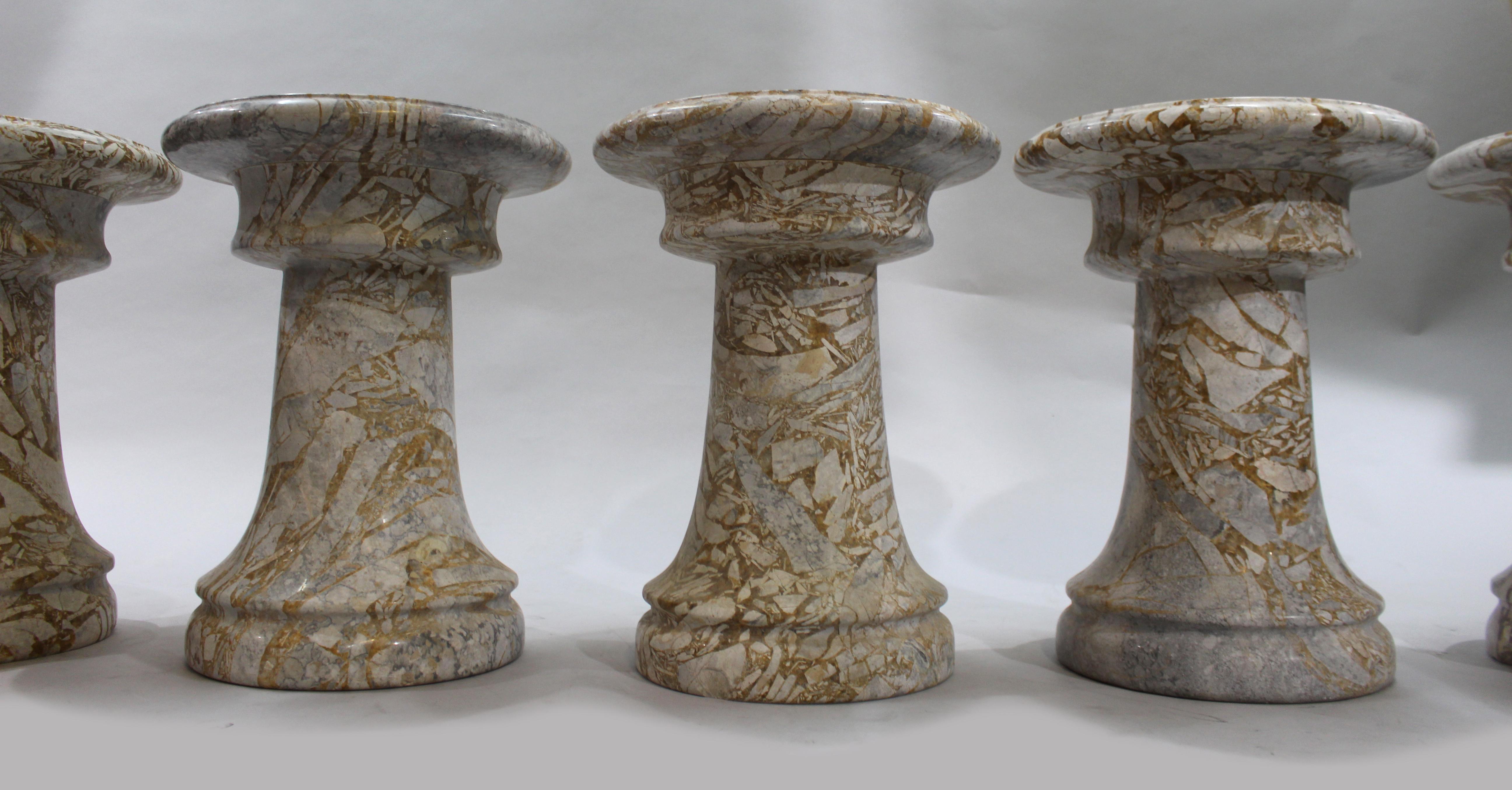 Fine Middle Eastern Circular Marble Table & 6 Stools 11