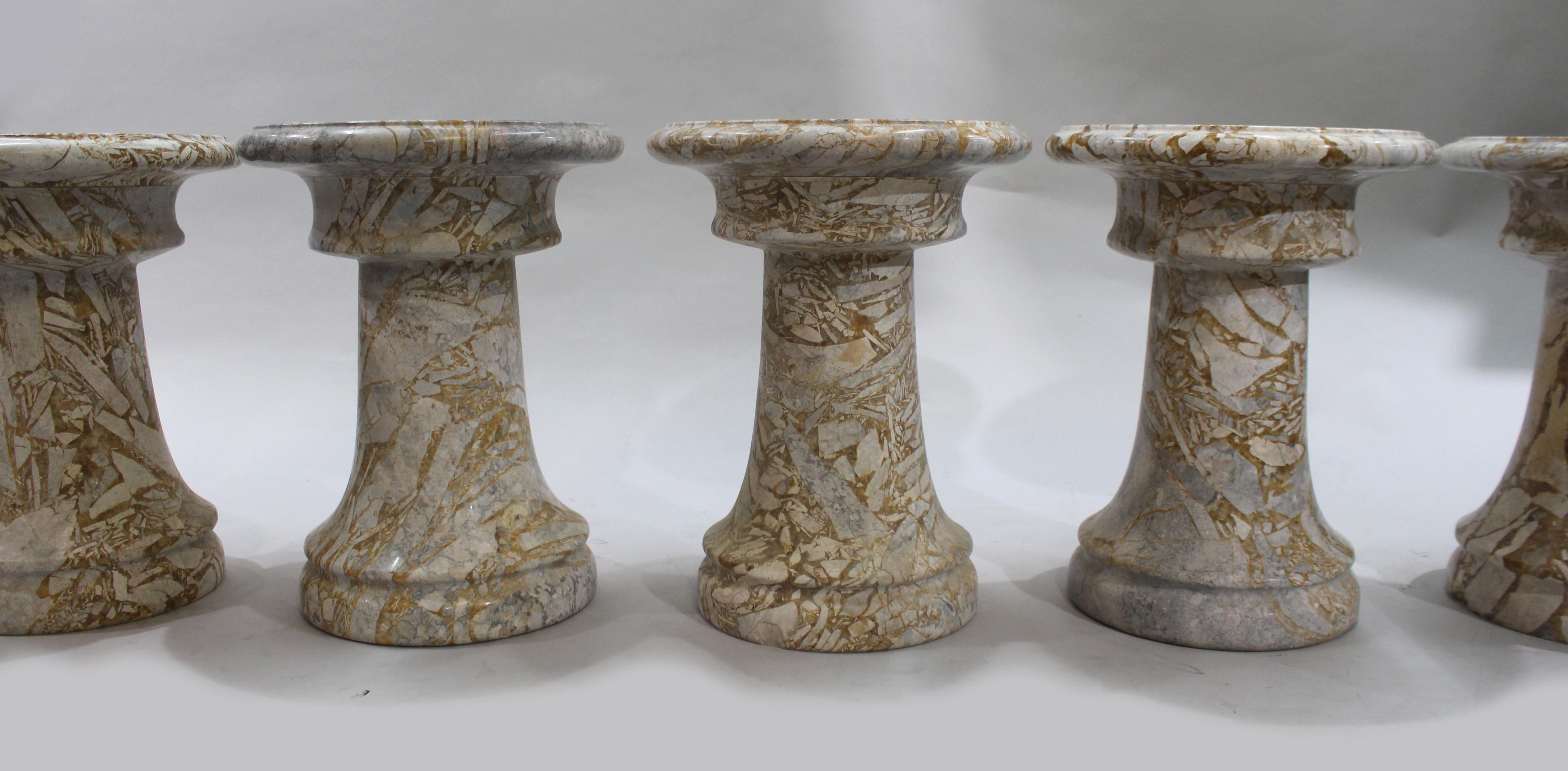 Fine Middle Eastern Circular Marble Table & 6 Stools 12