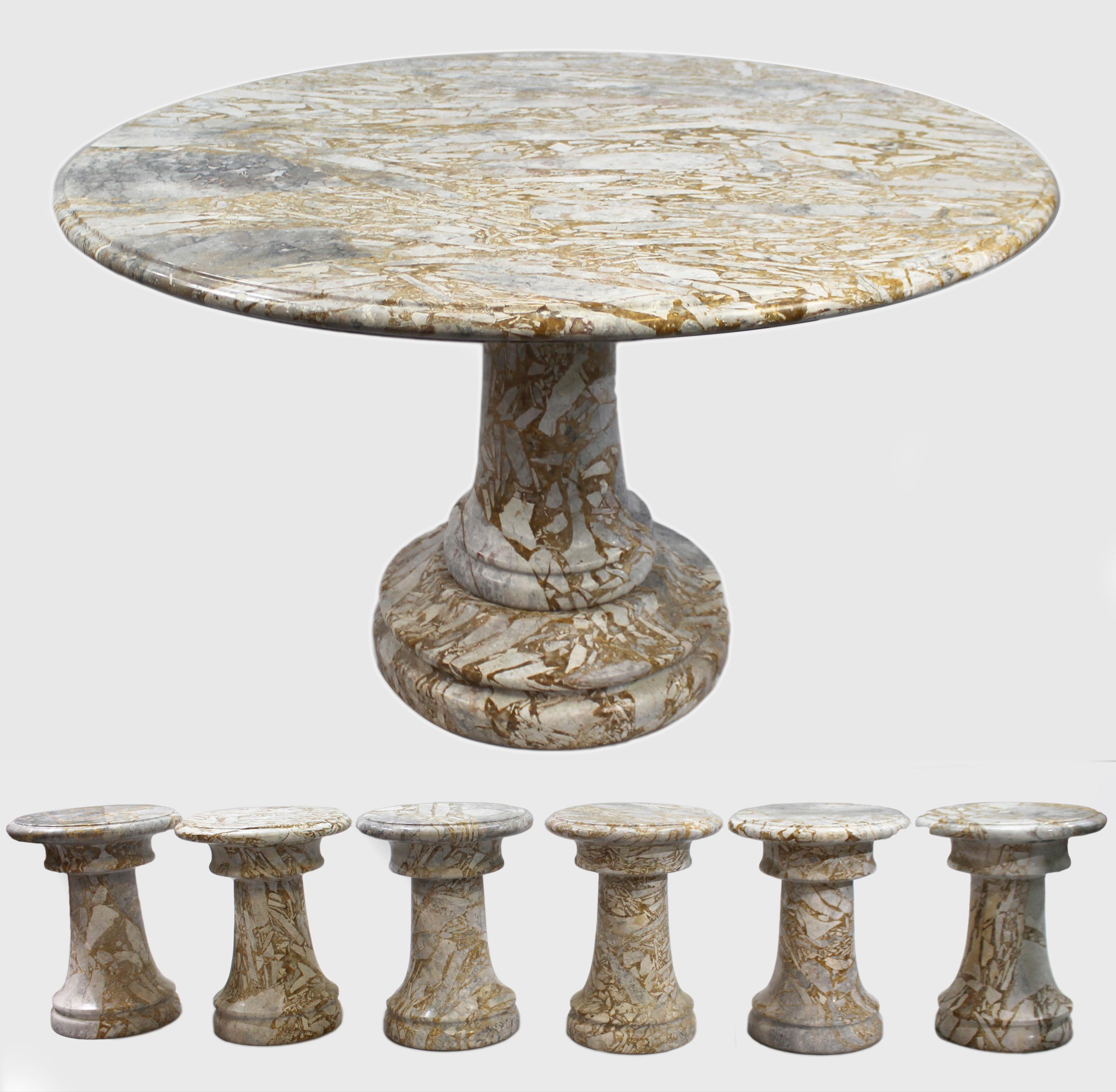 Fine Middle Eastern circular marble table & 6 stools


We are very pleased to offer a superb quality carved marble centre table & six dining stools.

Purchased in Abu Dhabi 10 years ago for over £10,000, the table & stools were removed from a