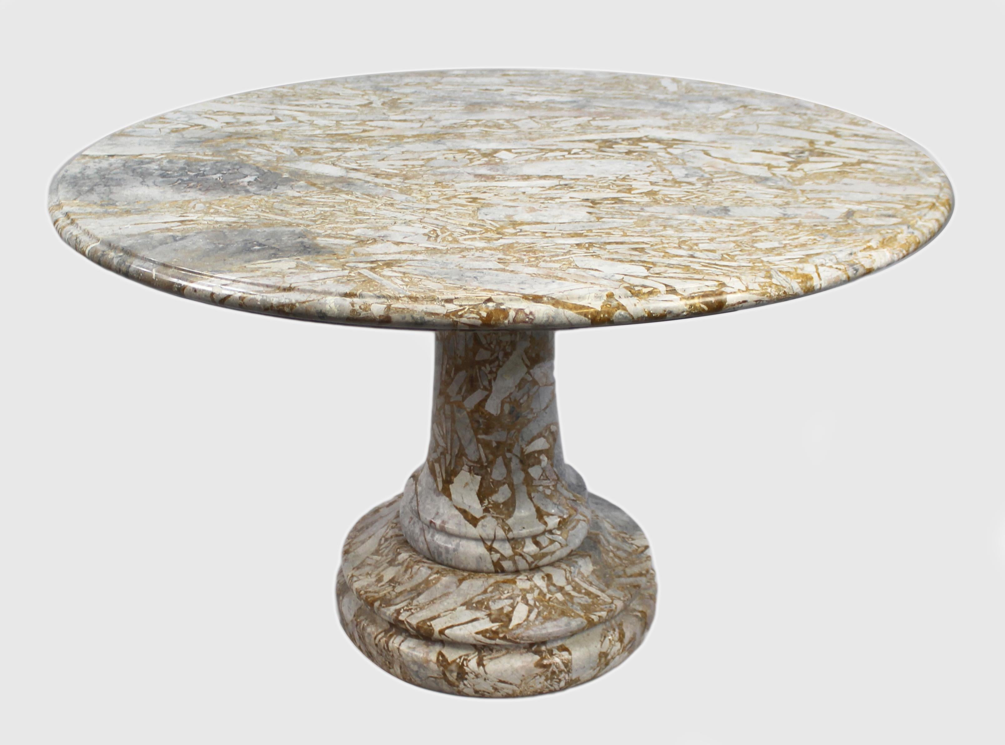 Emirian Fine Middle Eastern Circular Marble Table & 6 Stools